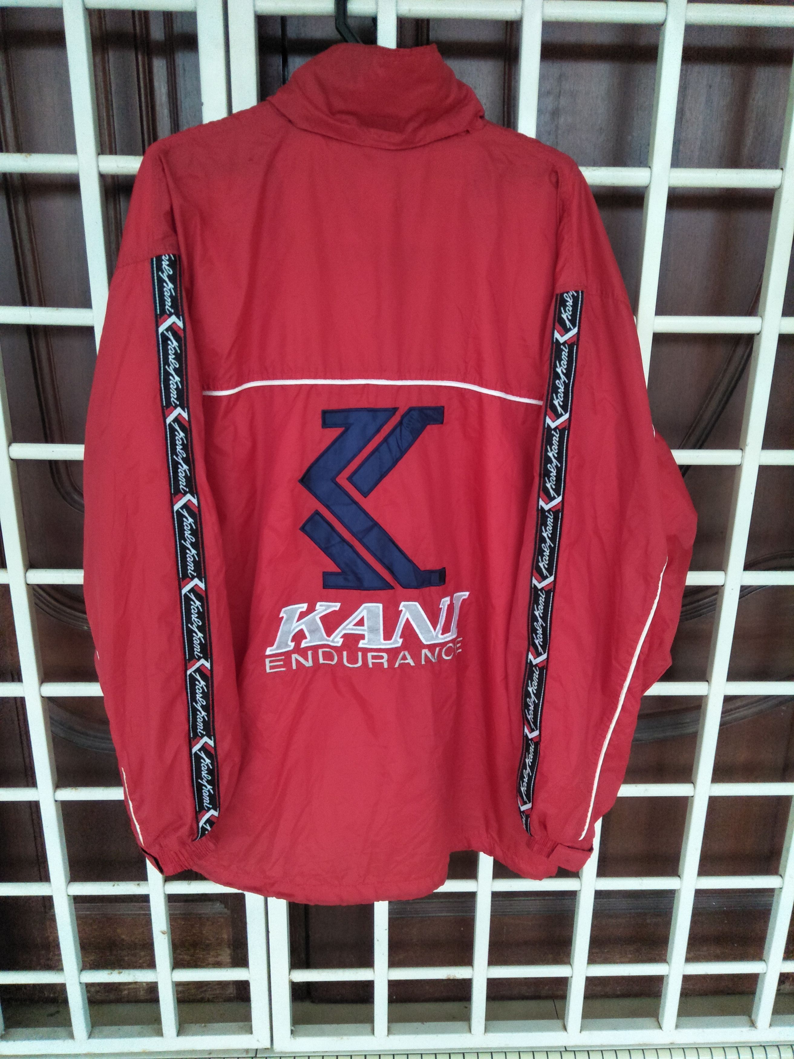 Rare!! Karl kani spellout big logo zipper hoodie nylon jacket