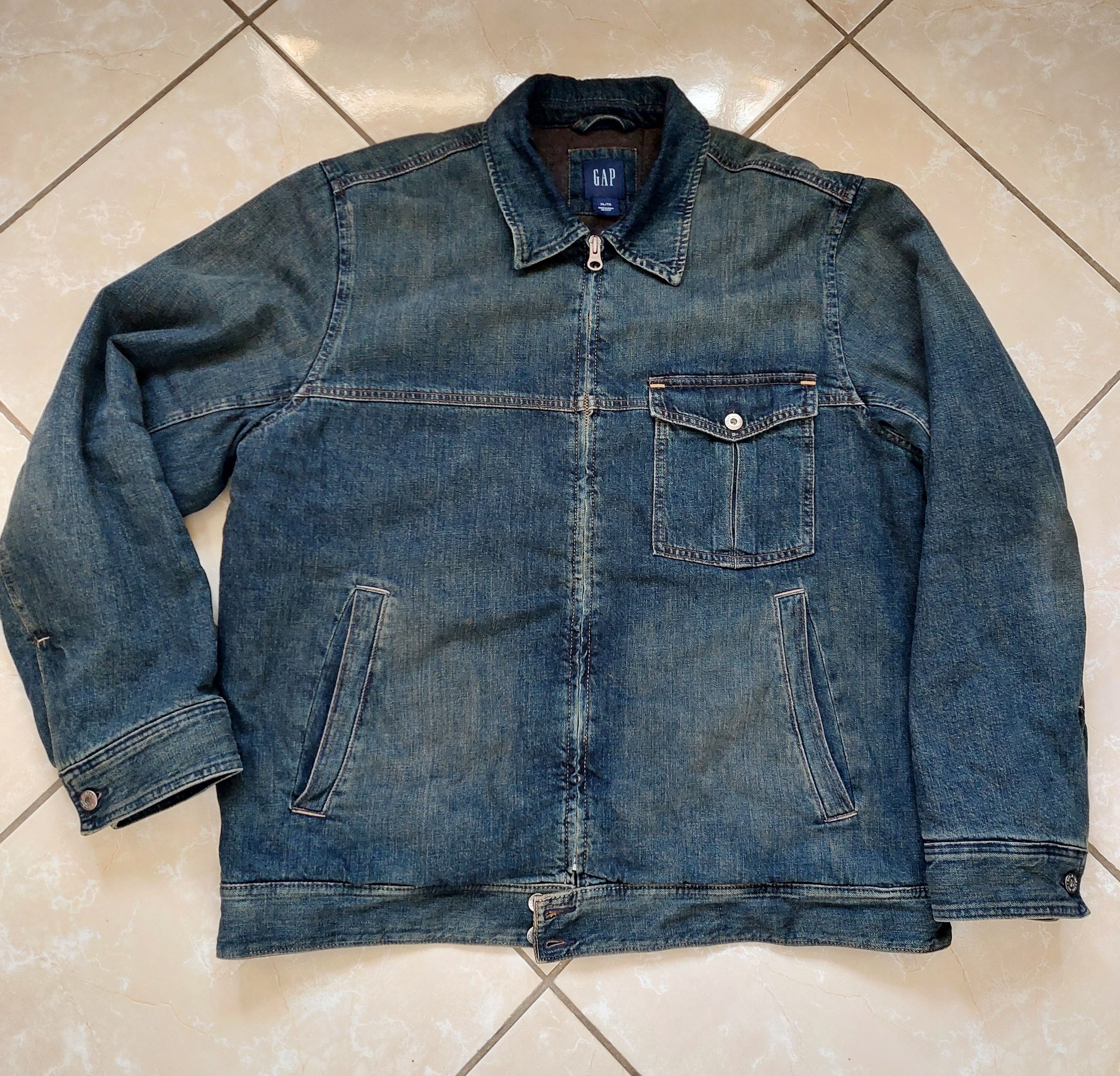 Vintage 90s GAP Denim Jean Jacket Mens Bleu Color Size XL