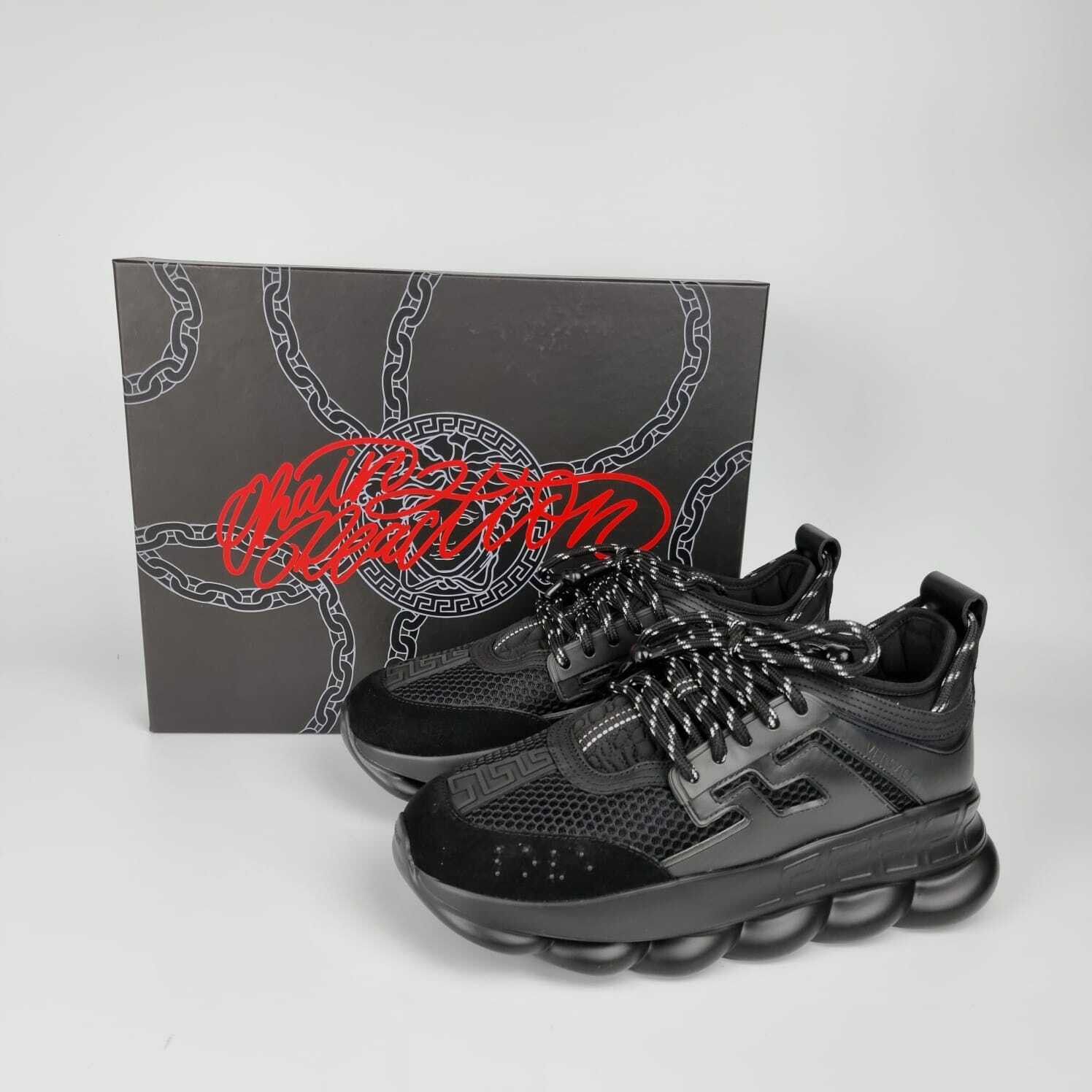 Versace Chain Reaction Sneakers In Black
