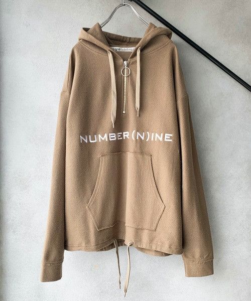 Number (N)ine NUMBER (N)INE Half Zip Pullover Hoodie Beige Cotton 3 Size US L / EU 52-54 / 3 - 1 Thumbnail