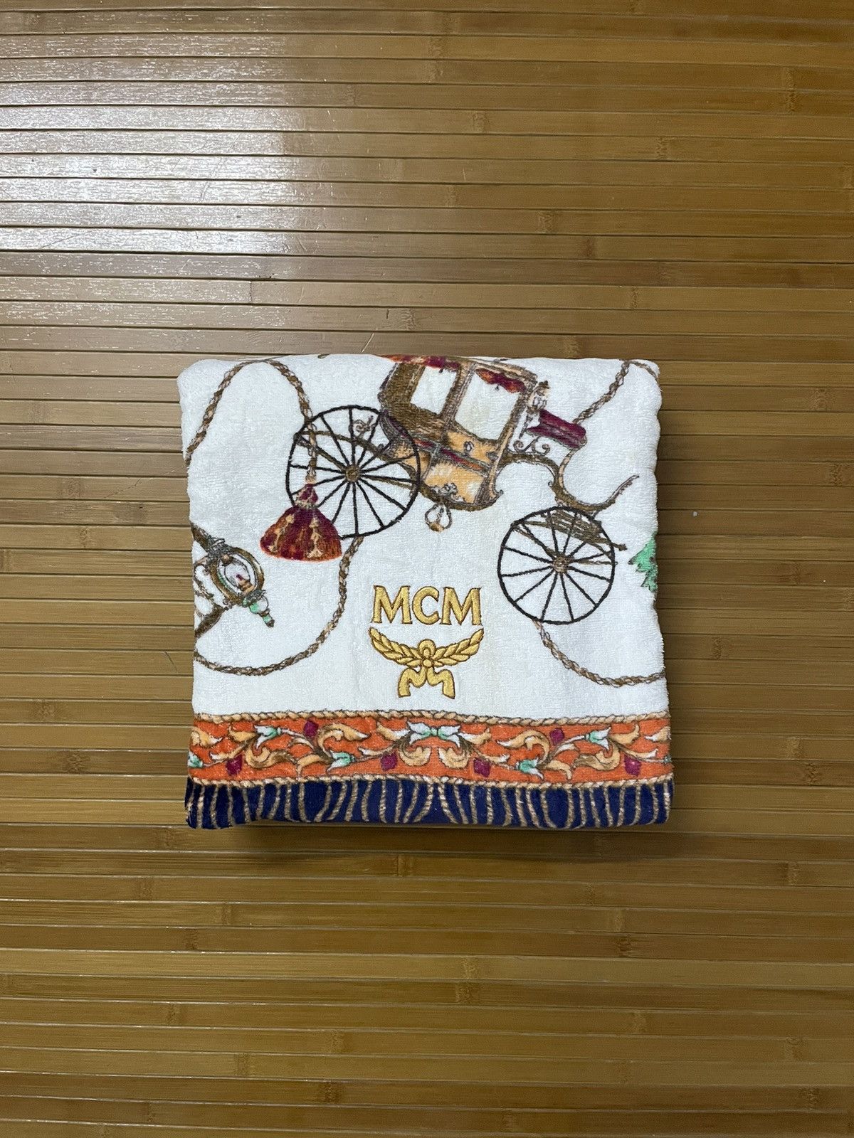 VINTAGE RARE FULL PRINTED MCM BATH TOWEL BIG SIZE