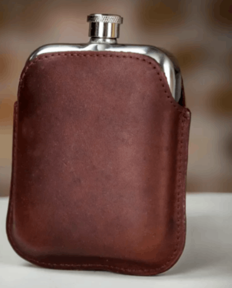 Barbour Hip Flask in Brown Leather Sleeve Size ONE SIZE - 3 Thumbnail