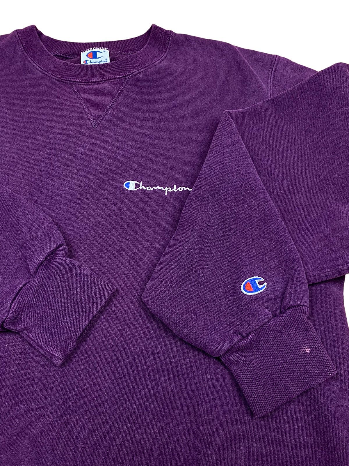 Champion × Vintage Vintage 90s Champion Embroidered Spellout Crewneck Plum Size US M / EU 48-50 / 2 - 4 Thumbnail