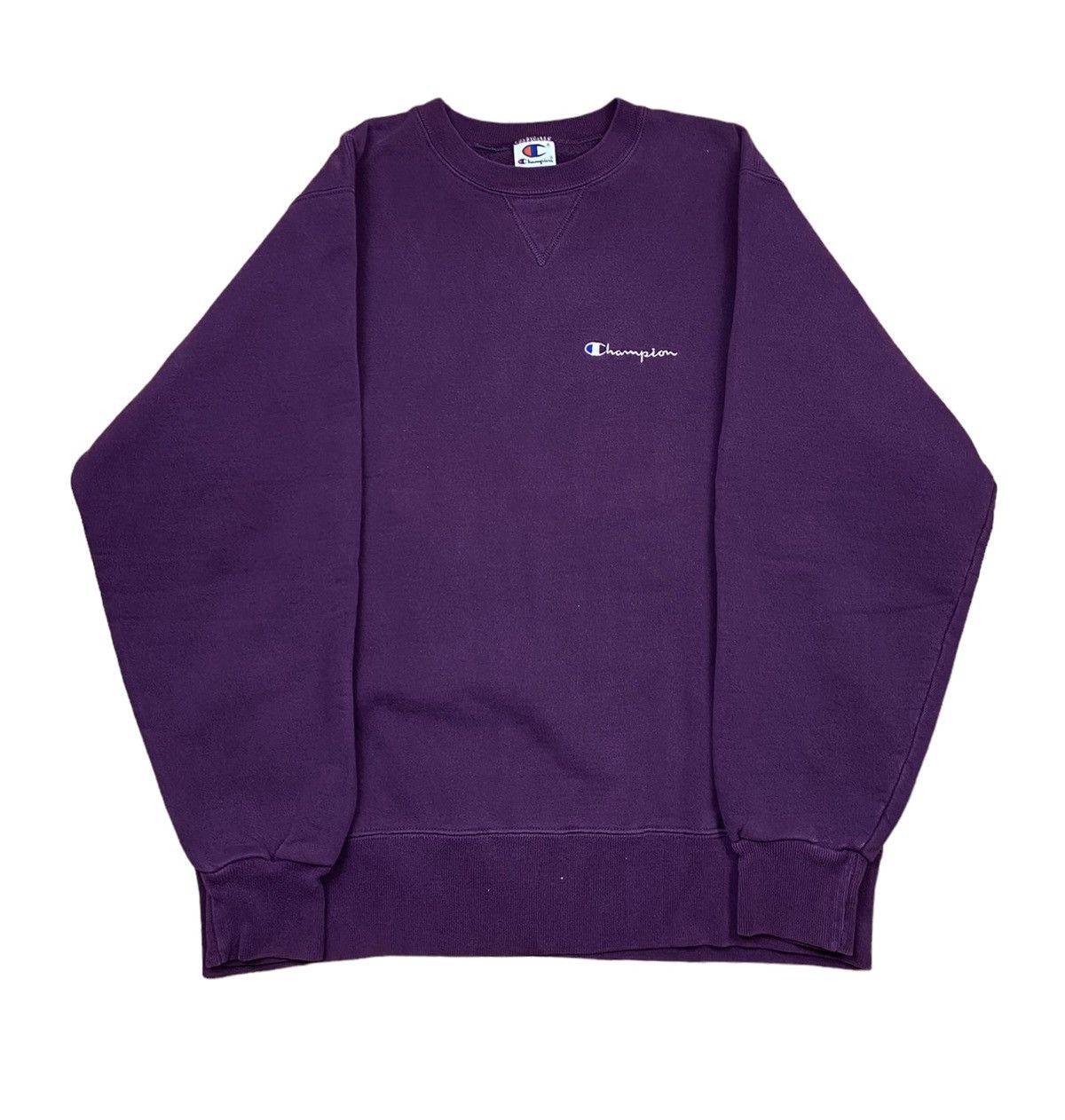 Champion × Vintage Vintage 90s Champion Embroidered Spellout Crewneck Plum Size US M / EU 48-50 / 2 - 1 Thumbnail