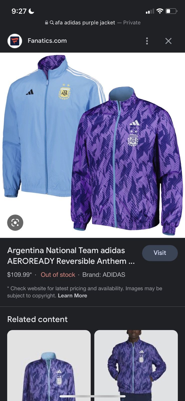 Adidas Argentina FIFA World Cup Jacket Size US S / EU 44-46 / 1 - 9 Thumbnail