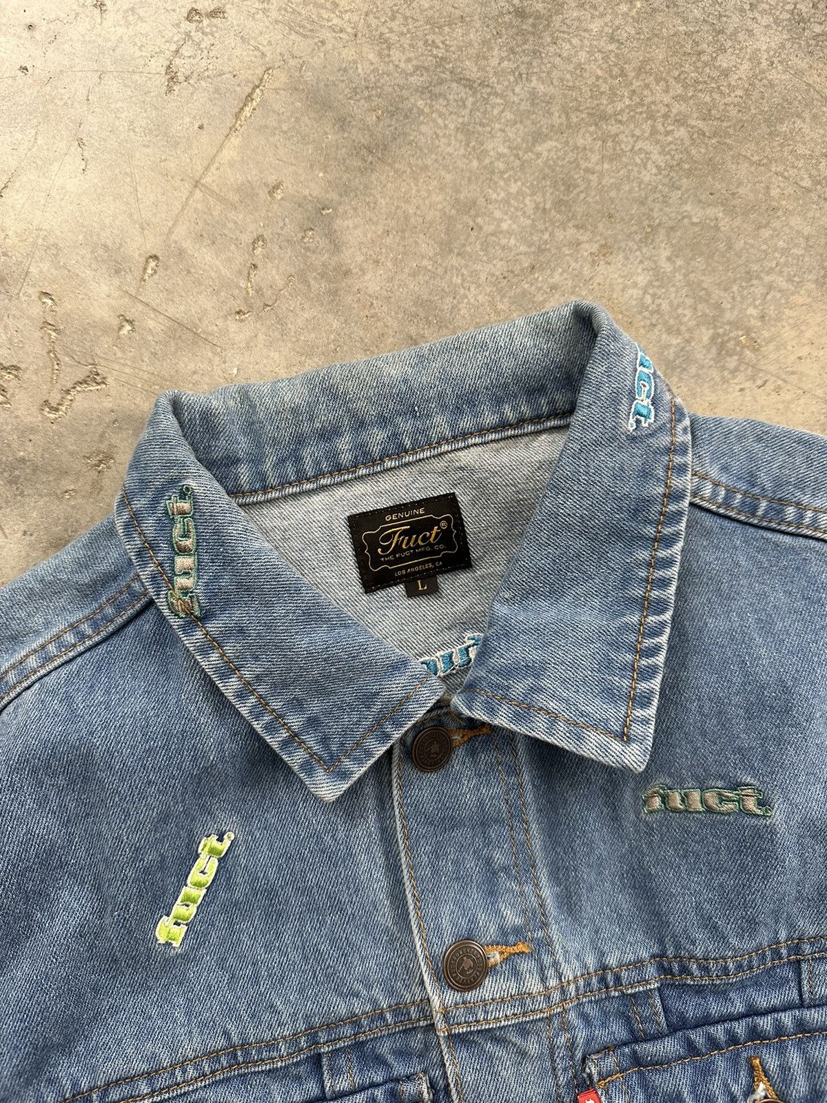 FUCT Fuct Embroidered Denim Jean Multi Color Logo Jacket Large Size US L / EU 52-54 / 3 - 4 Thumbnail