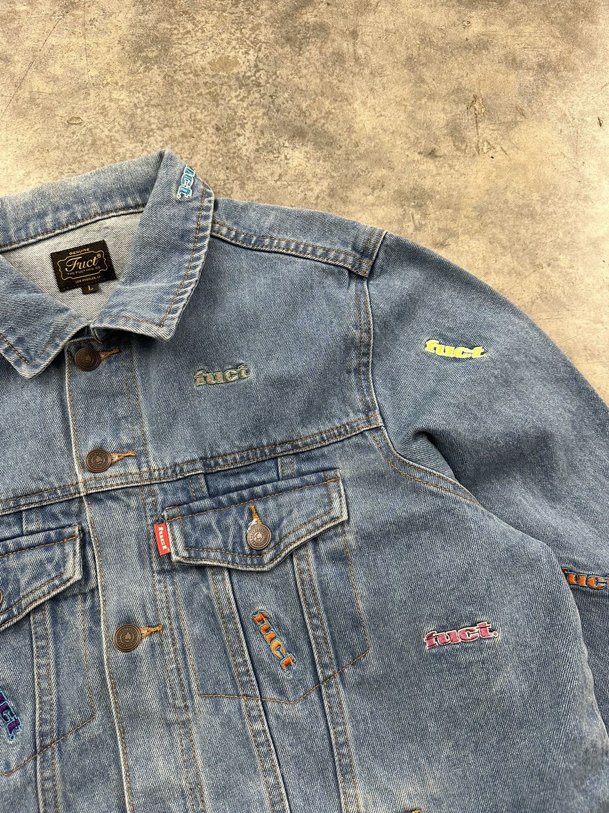 FUCT Fuct Embroidered Denim Jean Multi Color Logo Jacket Large Size US L / EU 52-54 / 3 - 3 Thumbnail
