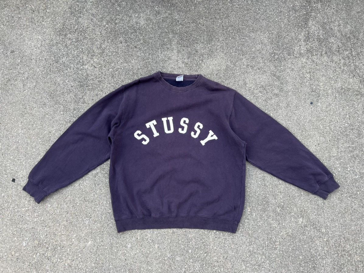 Vintage Stussy Sun Faded Spell Out Crewneck Sweatshirt