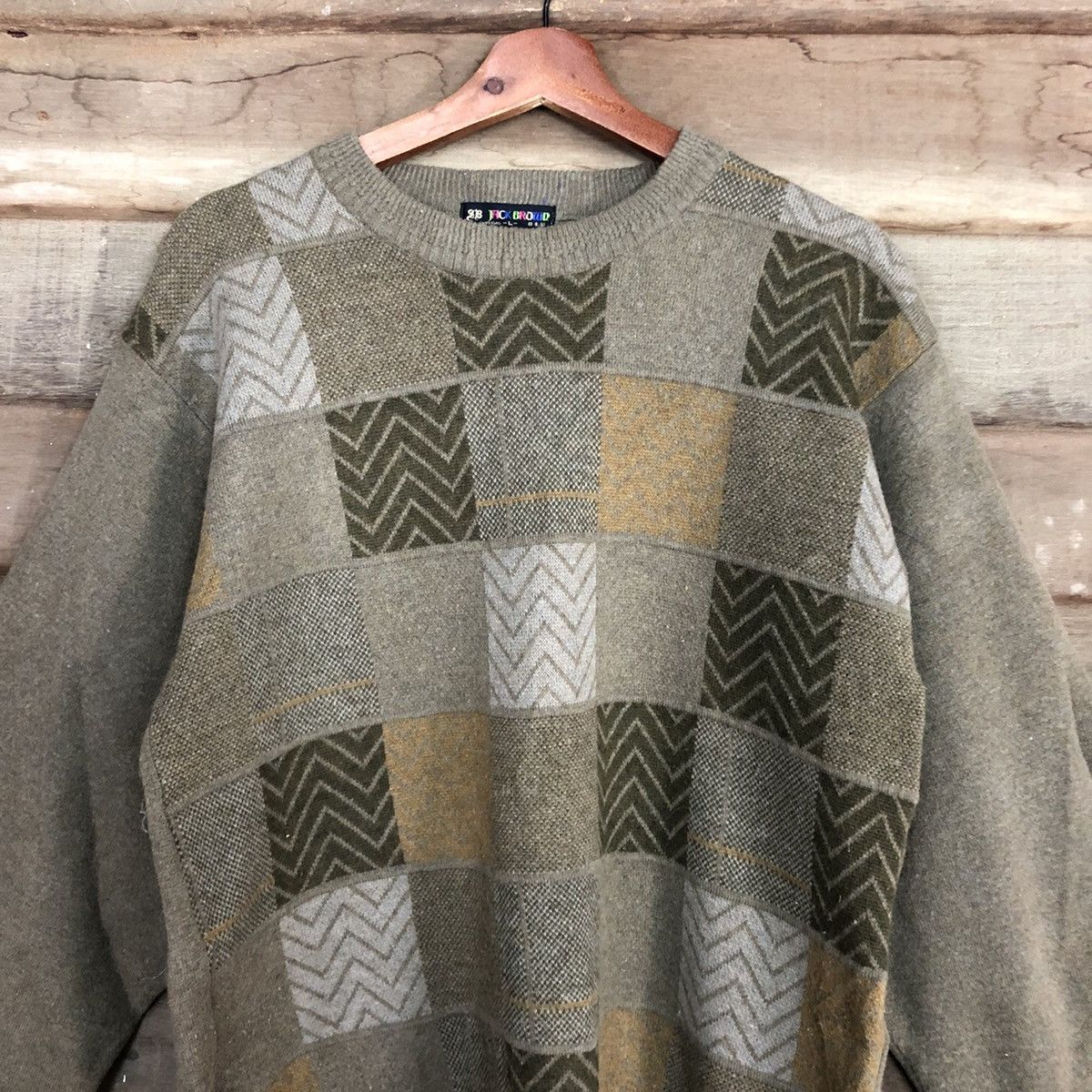 Vintage DL Jack Brown Grey Knitwear checkered sweatshirt #c681 Size US M / EU 48-50 / 2 - 8 Thumbnail