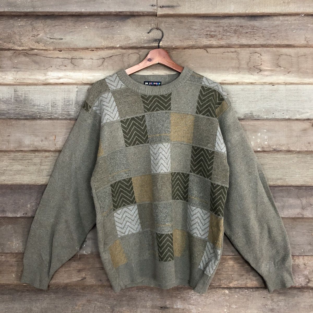 Vintage DL Jack Brown Grey Knitwear checkered sweatshirt #c681 Size US M / EU 48-50 / 2 - 3 Thumbnail