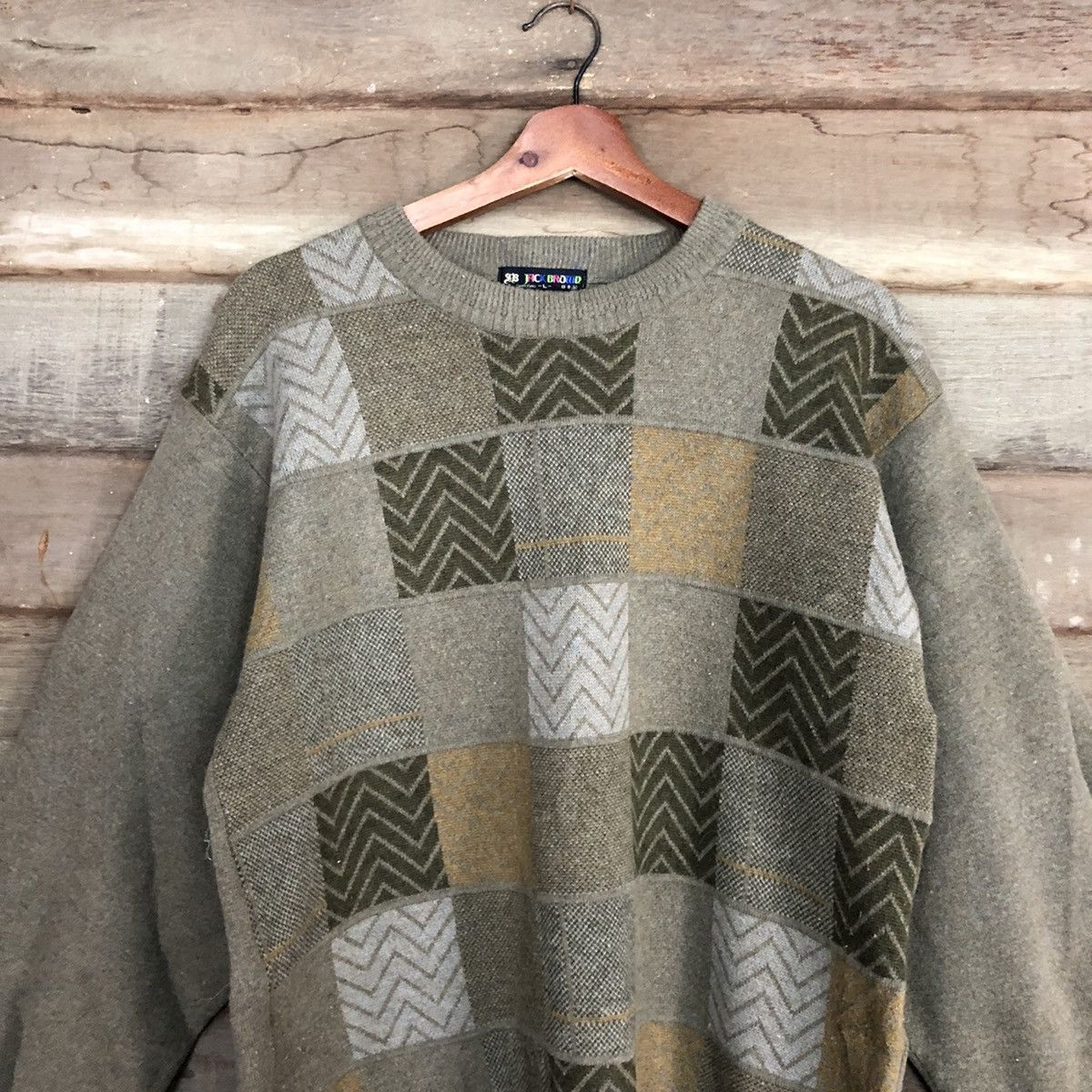Vintage DL Jack Brown Grey Knitwear checkered sweatshirt #c681 Size US M / EU 48-50 / 2 - 2 Thumbnail