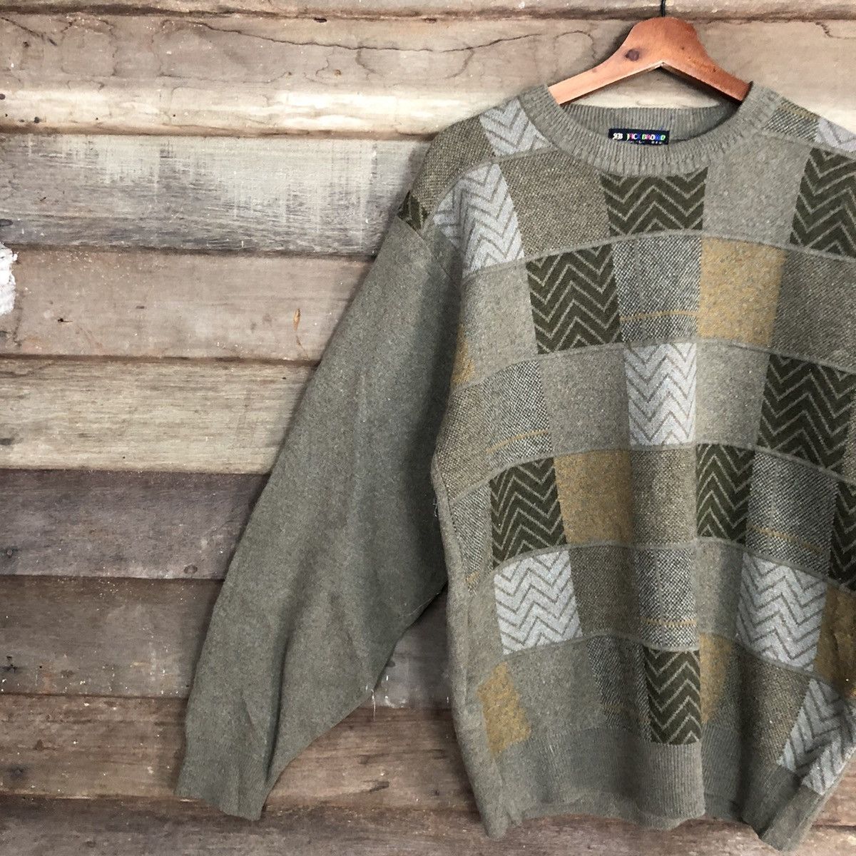 Vintage DL Jack Brown Grey Knitwear checkered sweatshirt #c681 Size US M / EU 48-50 / 2 - 7 Thumbnail