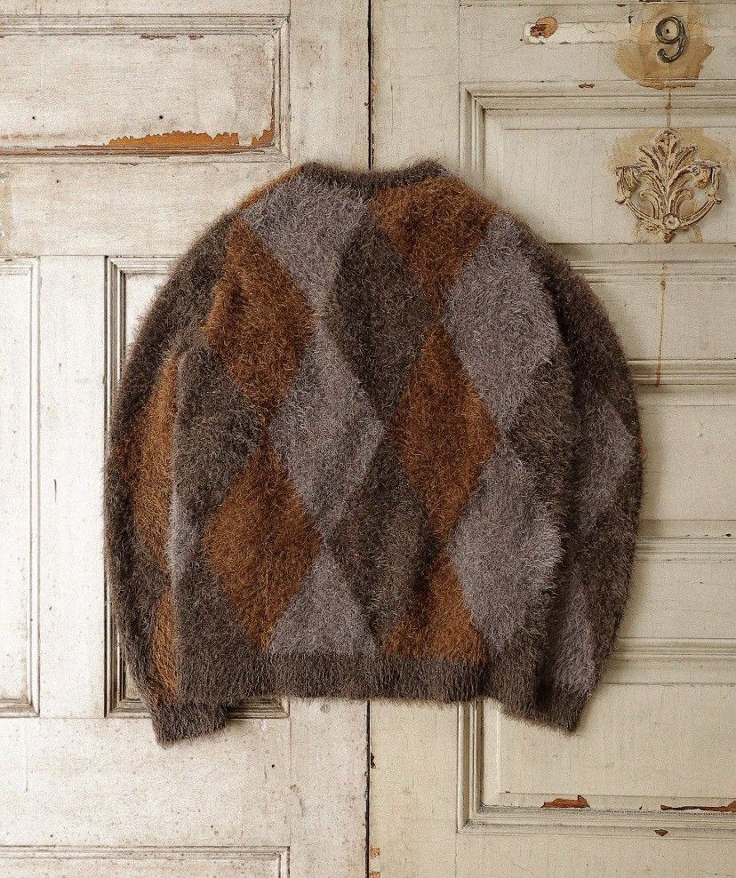 Number (N)ine Number Nine FEATHERY YARN ARGYLE KNIT PULLOVER size 3 Size US L / EU 52-54 / 3 - 6 Thumbnail