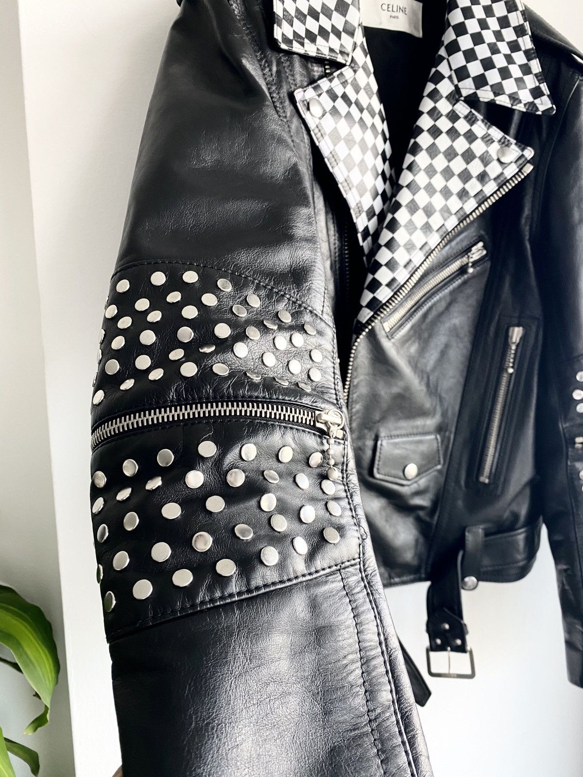 Celine Celine AW19 CHECKERED PERFECTO MOTO LEATHER JACKET EU48 Size US M / EU 48-50 / 2 - 3 Thumbnail