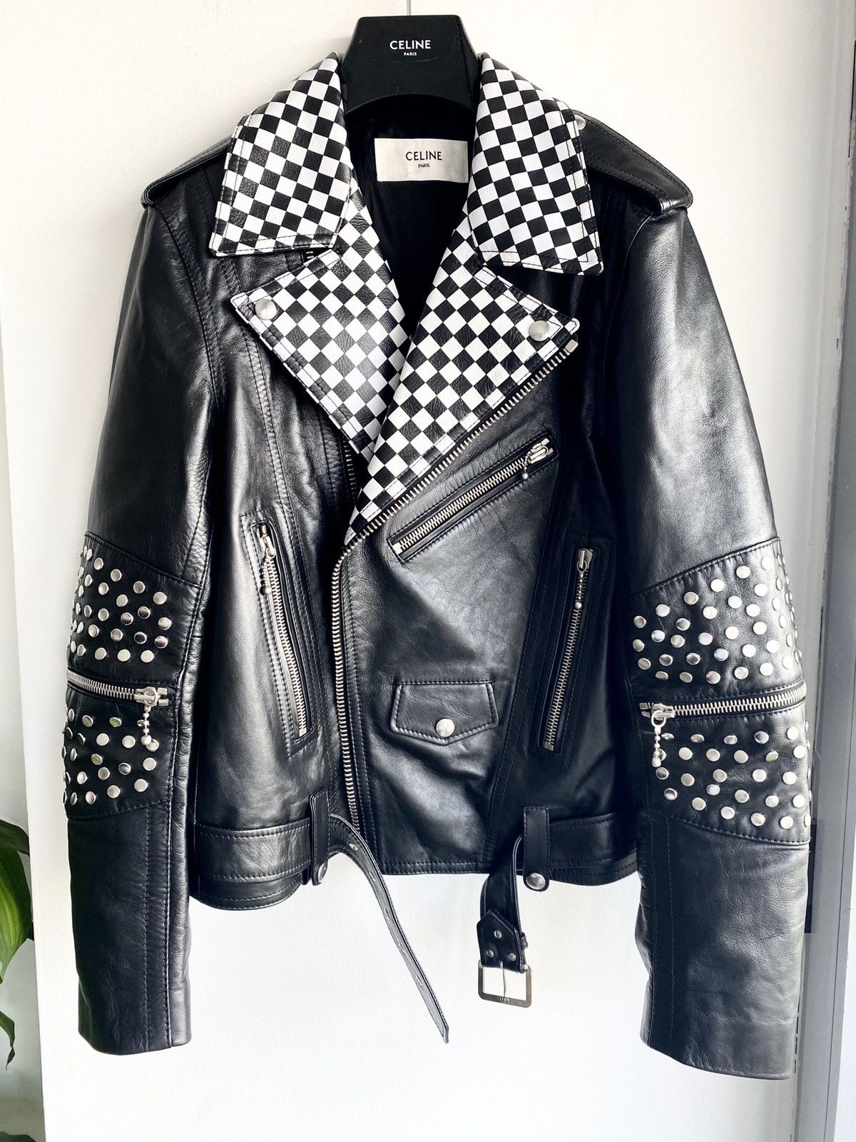Celine Celine AW19 CHECKERED PERFECTO MOTO LEATHER JACKET EU48 Size US M / EU 48-50 / 2 - 1 Thumbnail
