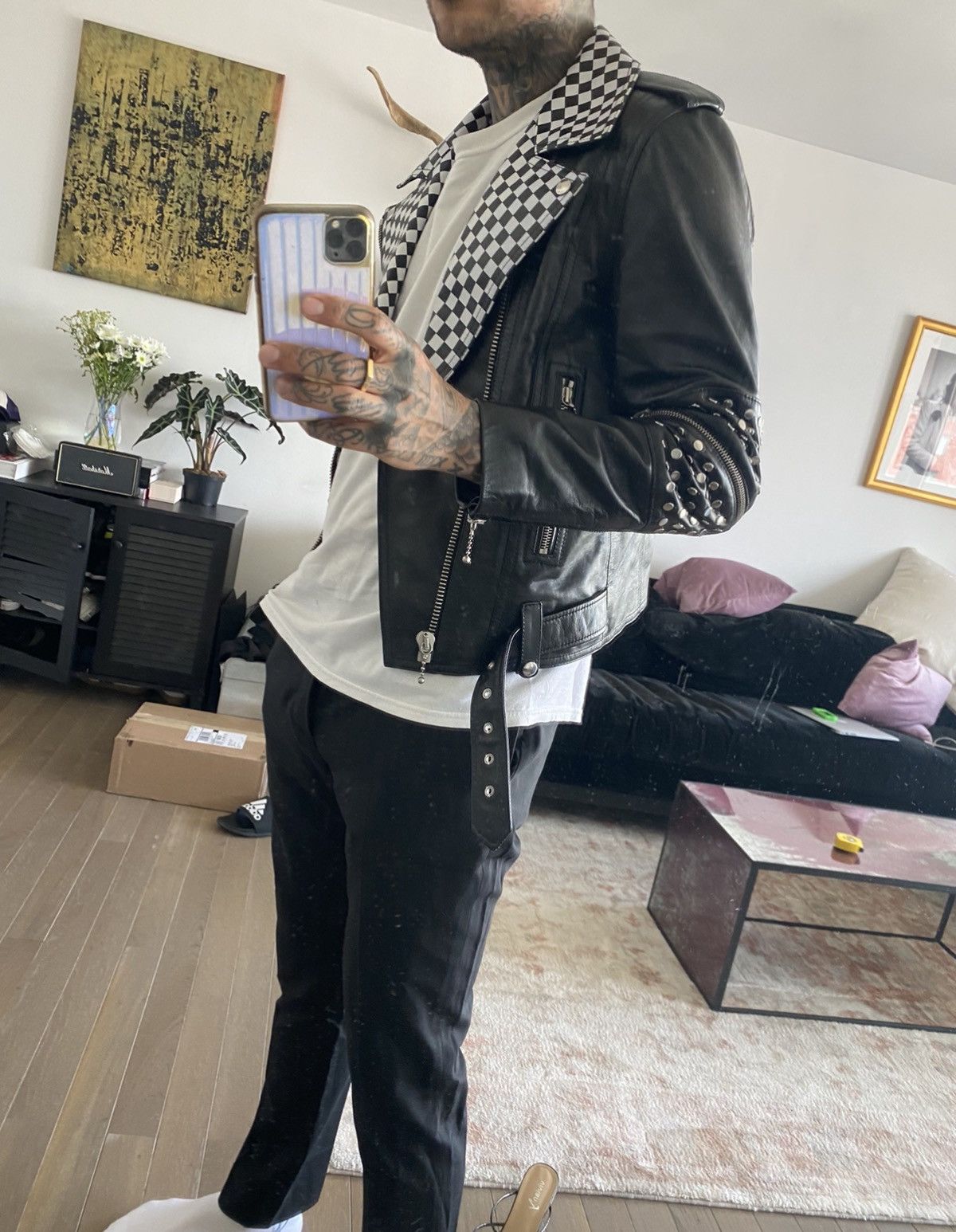 Celine Celine AW19 CHECKERED PERFECTO MOTO LEATHER JACKET EU48 Size US M / EU 48-50 / 2 - 16 Thumbnail