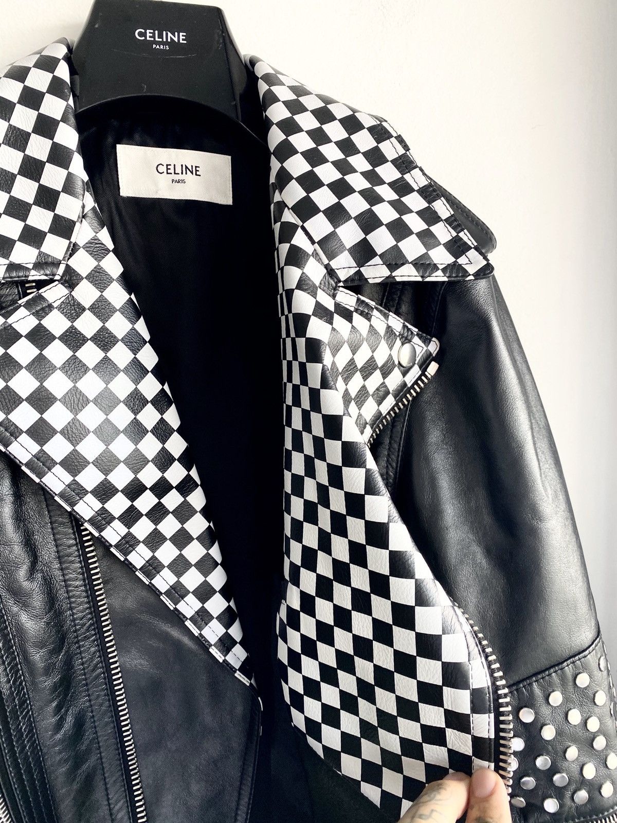 Celine Celine AW19 CHECKERED PERFECTO MOTO LEATHER JACKET EU48 Size US M / EU 48-50 / 2 - 8 Thumbnail