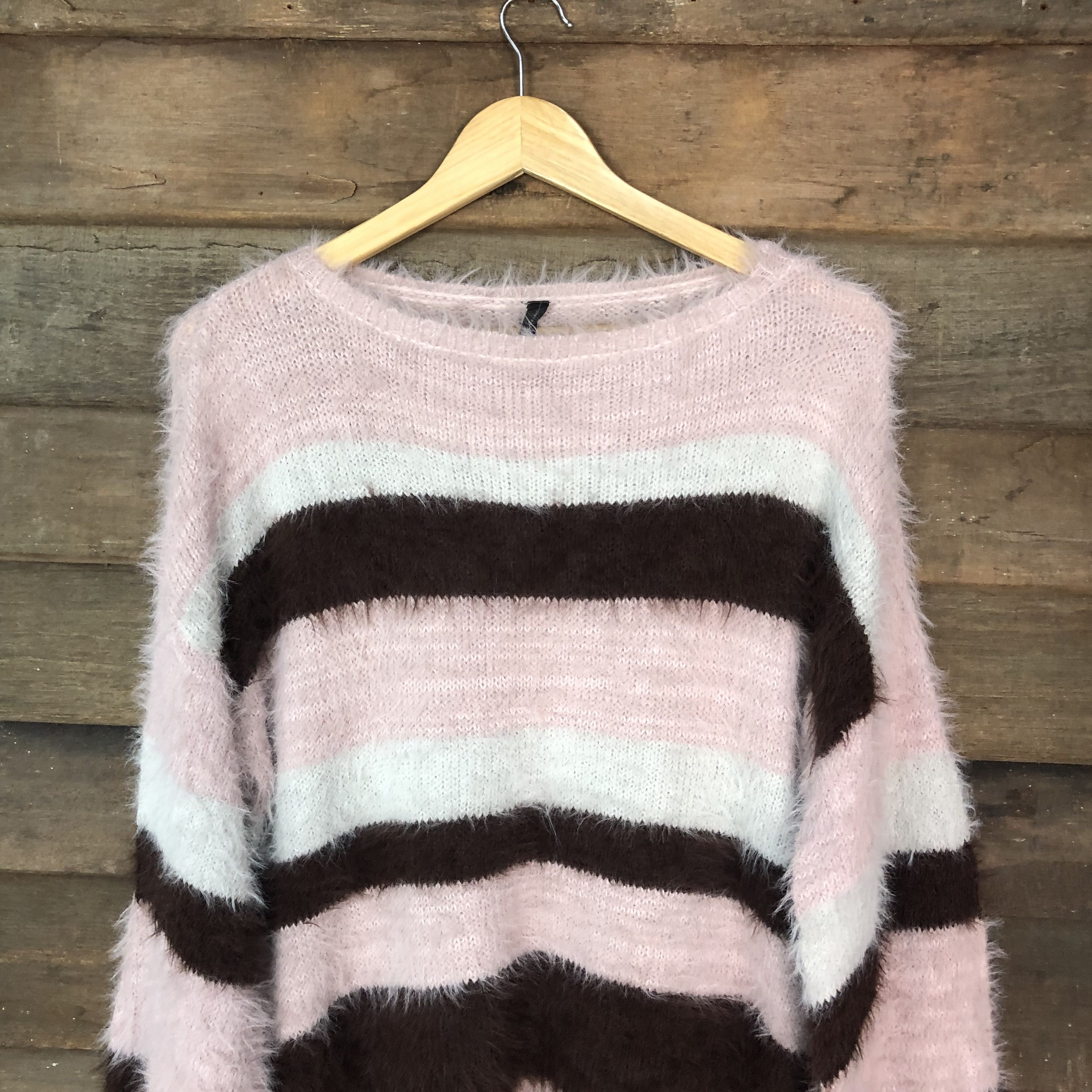 Aran Isles Knitwear × Japanese Brand × OVER THE STRiPES Vintage Oversized Shag Shaggy Fur Mohair Knitwear #712 Size M / US 6-8 / IT 42-44 - 2 Thumbnail