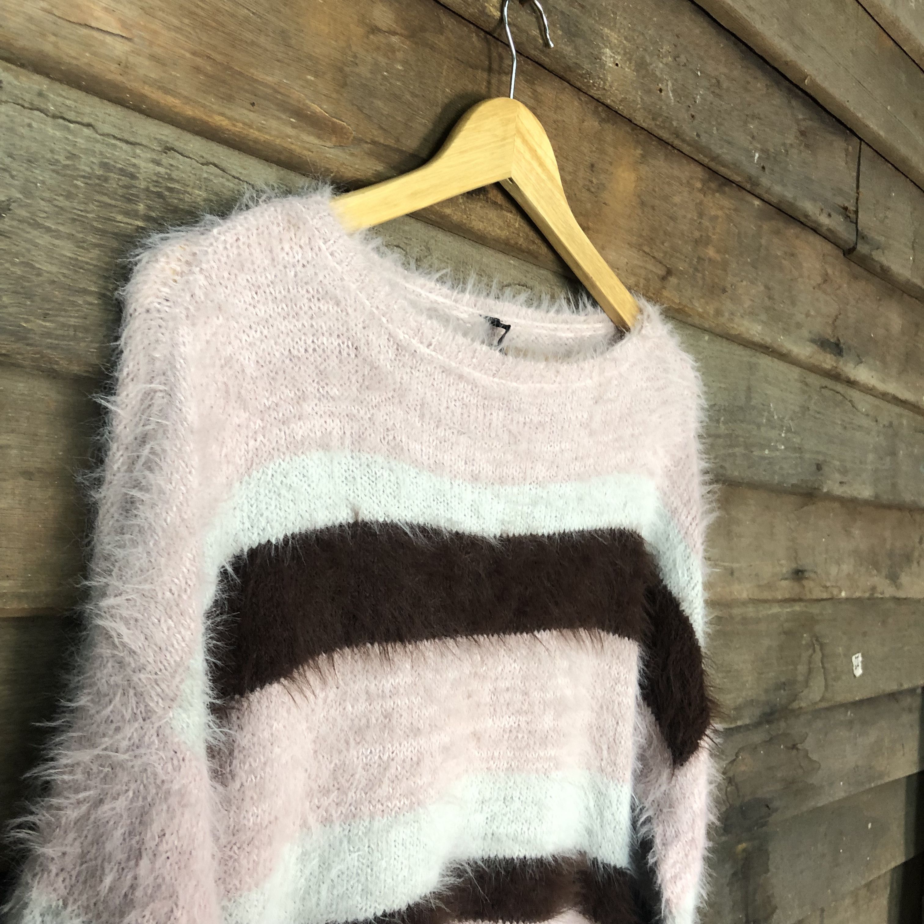Aran Isles Knitwear × Japanese Brand × OVER THE STRiPES Vintage Oversized Shag Shaggy Fur Mohair Knitwear #712 Size M / US 6-8 / IT 42-44 - 5 Thumbnail
