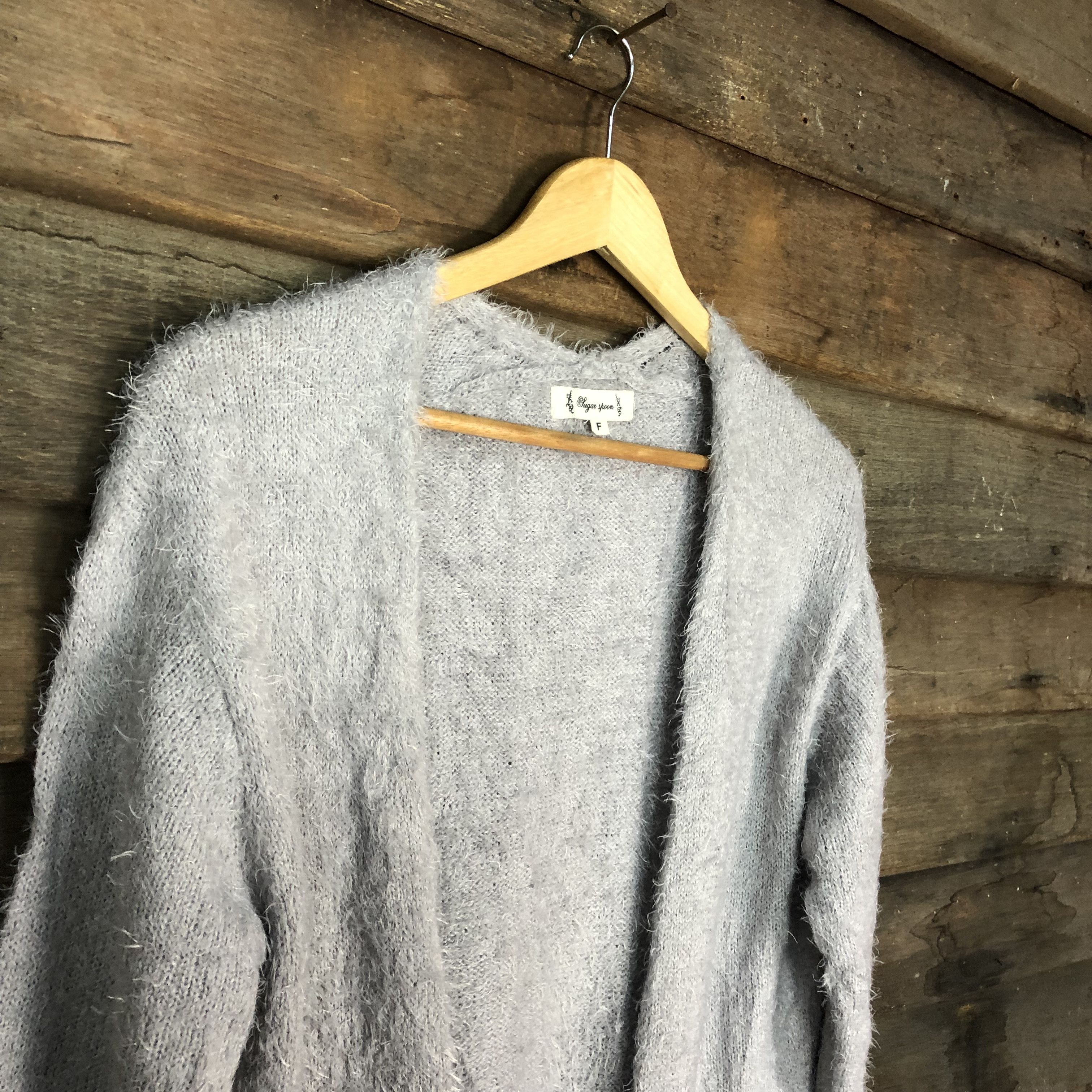Japanese Brand Oversized Sugar Spoon Grey Mohair Cardigan #717 Size M / US 6-8 / IT 42-44 - 6 Thumbnail