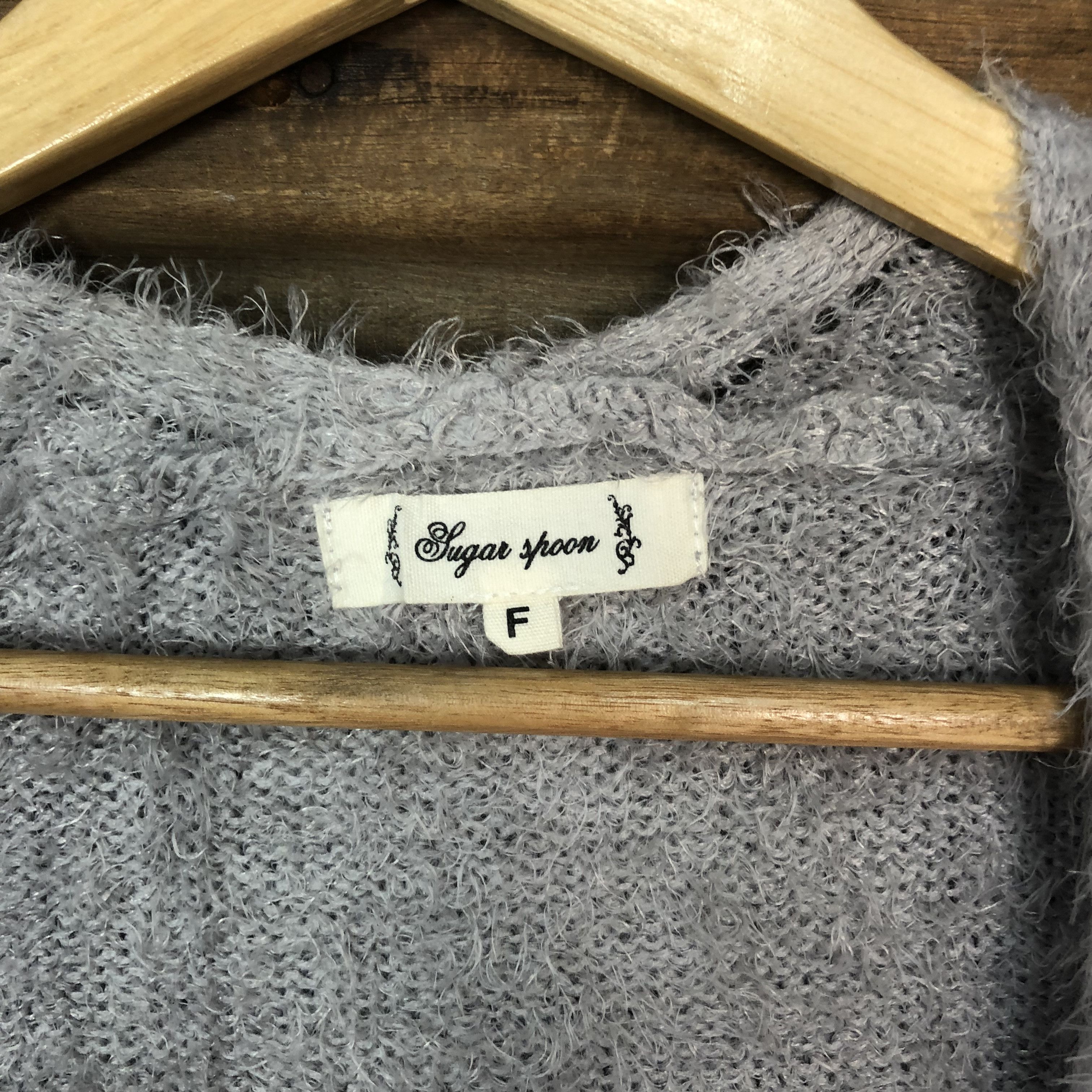Japanese Brand Oversized Sugar Spoon Grey Mohair Cardigan #717 Size M / US 6-8 / IT 42-44 - 7 Thumbnail