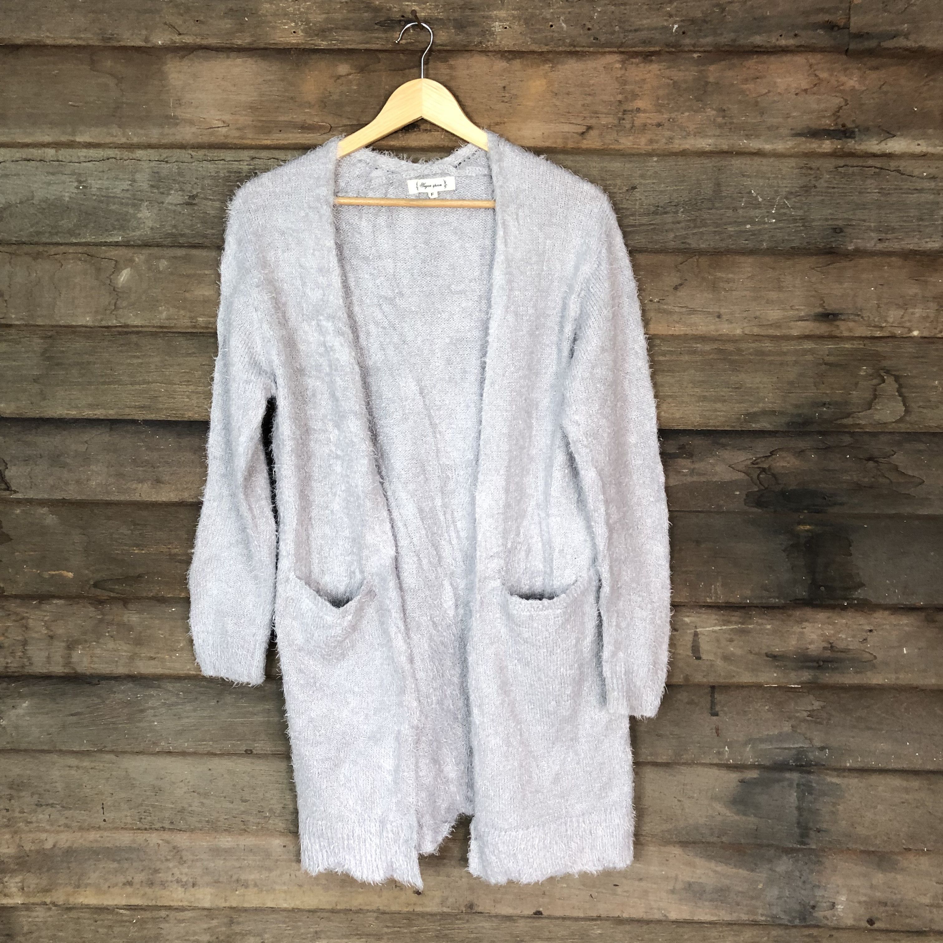 Japanese Brand Oversized Sugar Spoon Grey Mohair Cardigan #717 Size M / US 6-8 / IT 42-44 - 1 Thumbnail