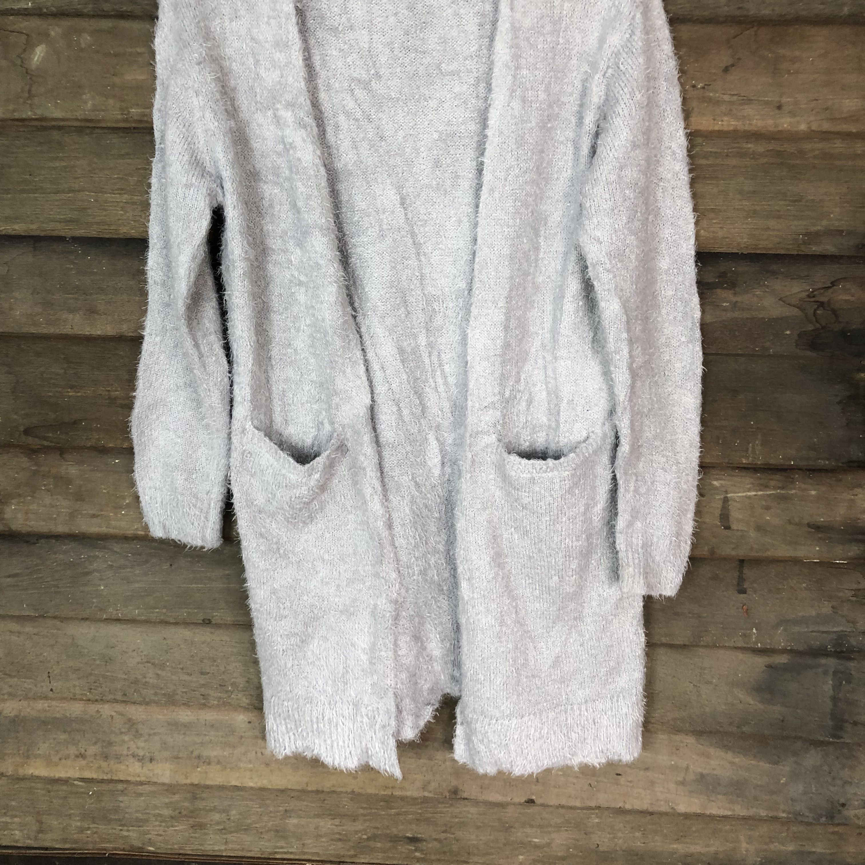 Japanese Brand Oversized Sugar Spoon Grey Mohair Cardigan #717 Size M / US 6-8 / IT 42-44 - 3 Thumbnail