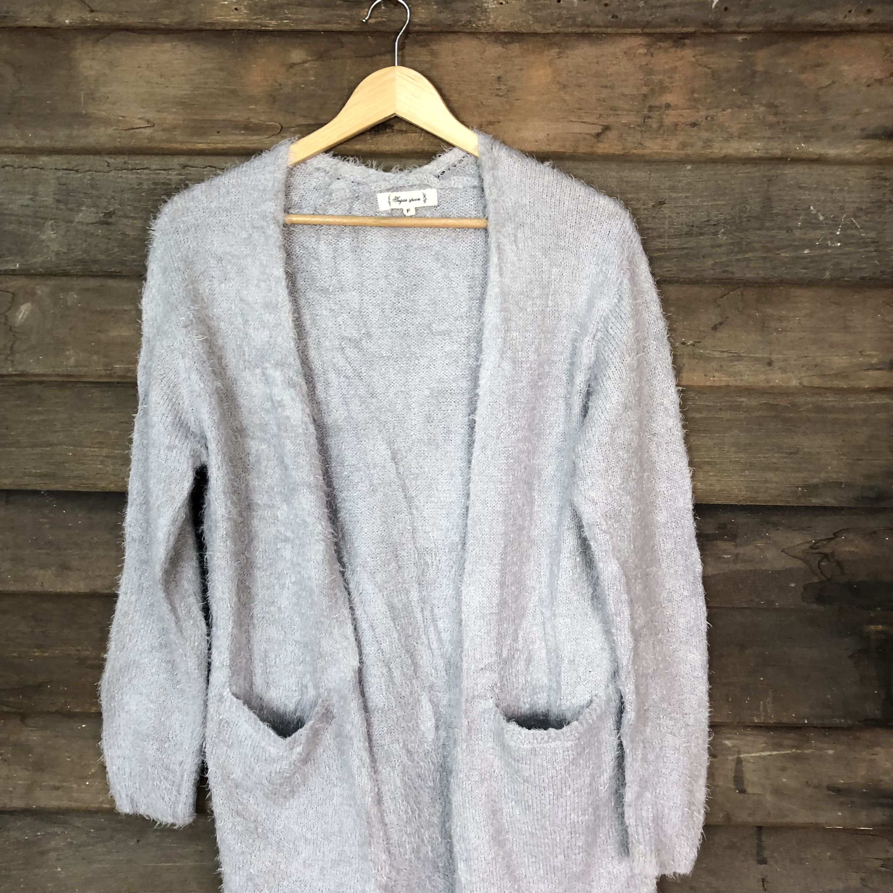 Japanese Brand Oversized Sugar Spoon Grey Mohair Cardigan #717 Size M / US 6-8 / IT 42-44 - 2 Thumbnail