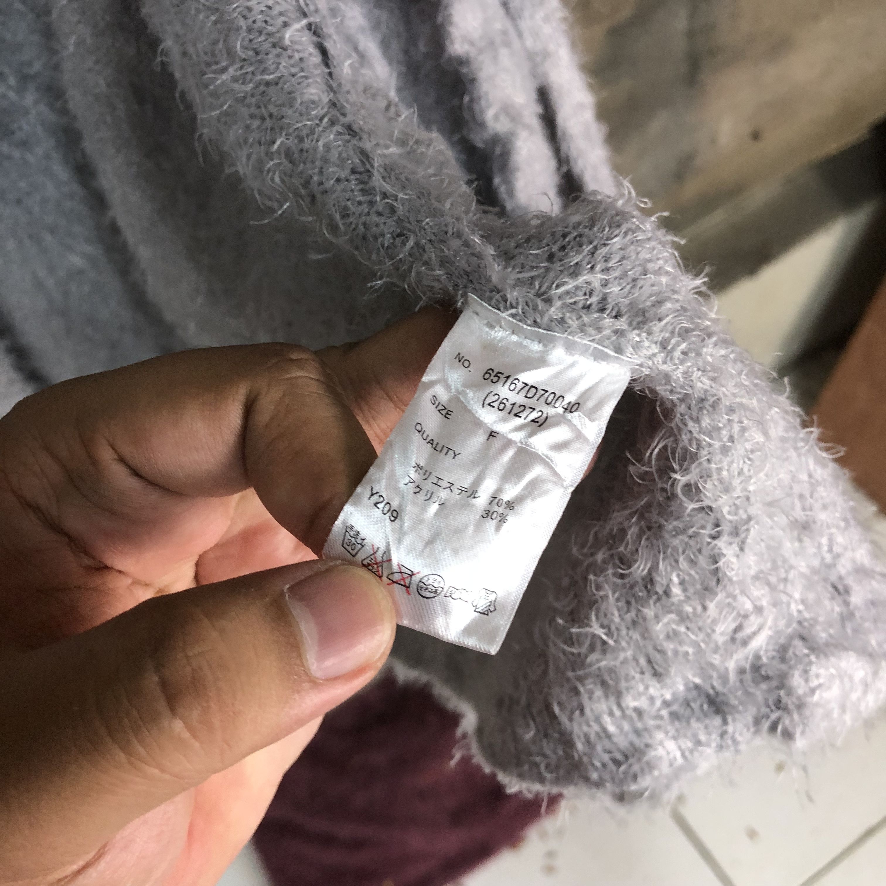 Japanese Brand Oversized Sugar Spoon Grey Mohair Cardigan #717 Size M / US 6-8 / IT 42-44 - 8 Thumbnail