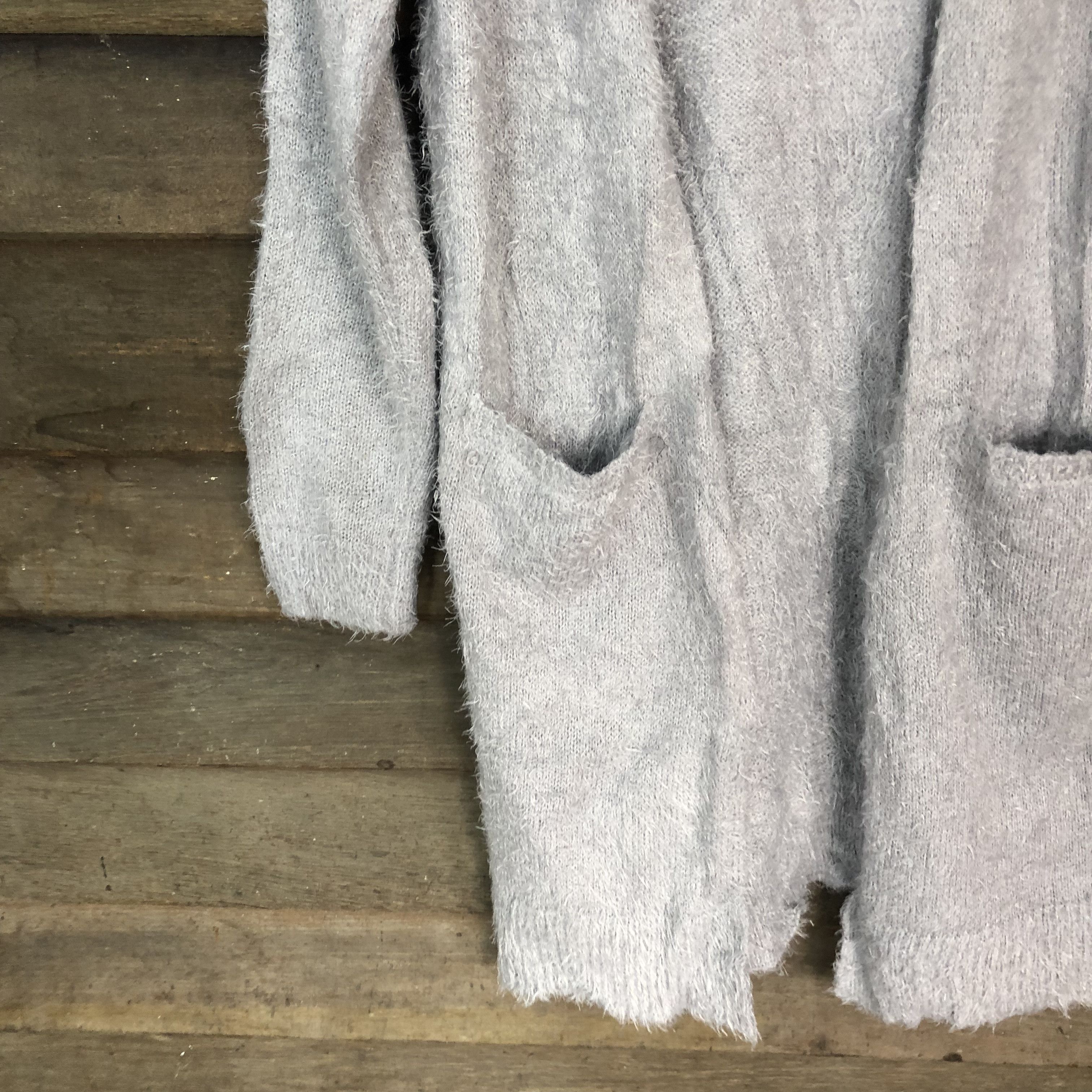 Japanese Brand Oversized Sugar Spoon Grey Mohair Cardigan #717 Size M / US 6-8 / IT 42-44 - 4 Thumbnail