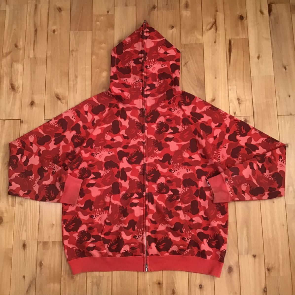 Bape BAPE Fire camo full zip hoodie red camo flame ape nigo | Grailed