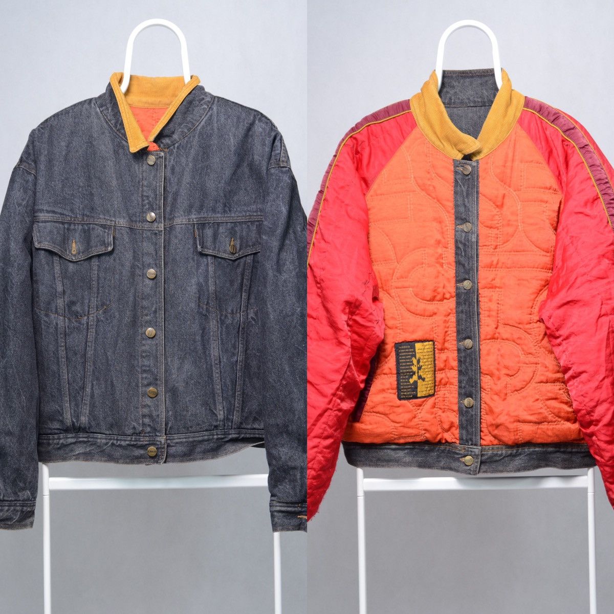 Bomber Vintage Closed Velours Rayé Noir/jaune - Années 80 - Taille S - Très Bon état