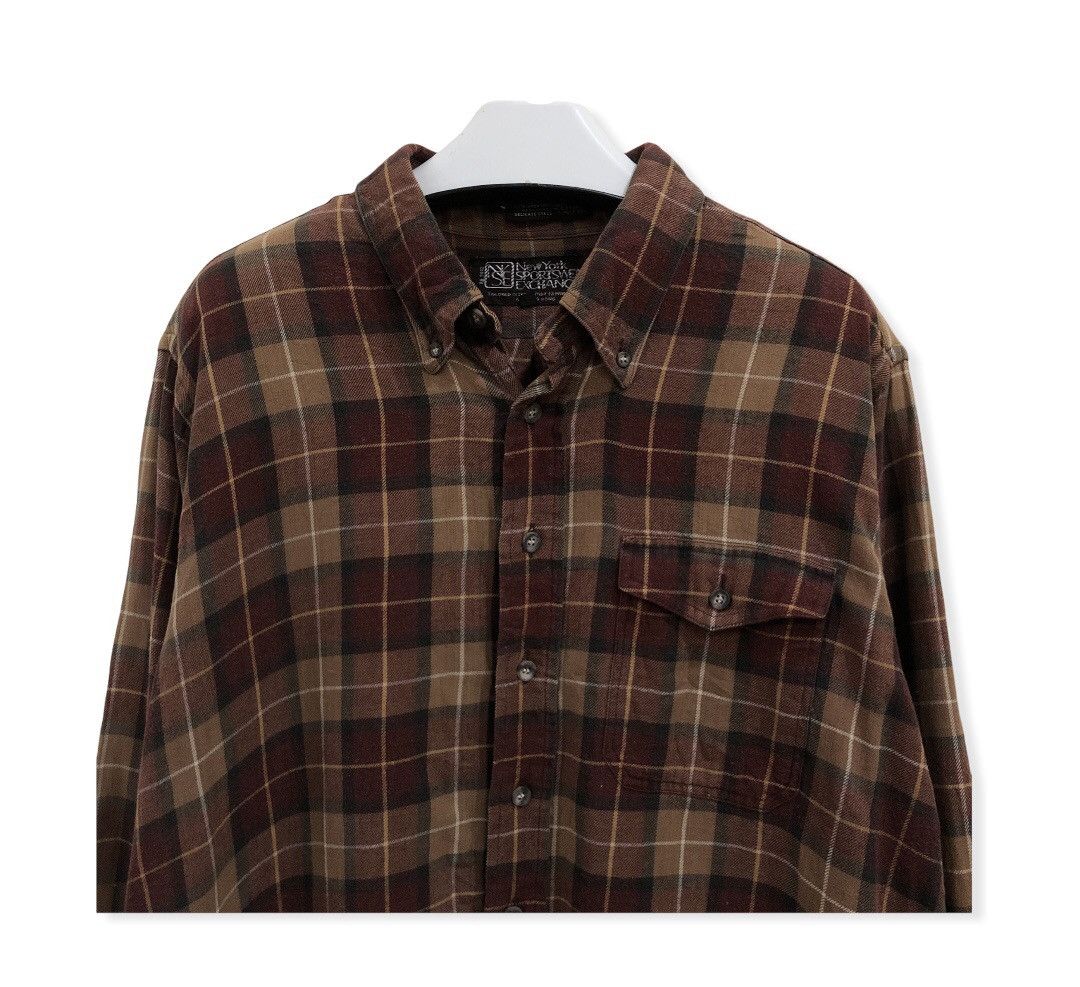 Vintage Vintage New York Sportswear Plaid tartan Flannel Shirt 👕 Size US L / EU 52-54 / 3 - 3 Thumbnail