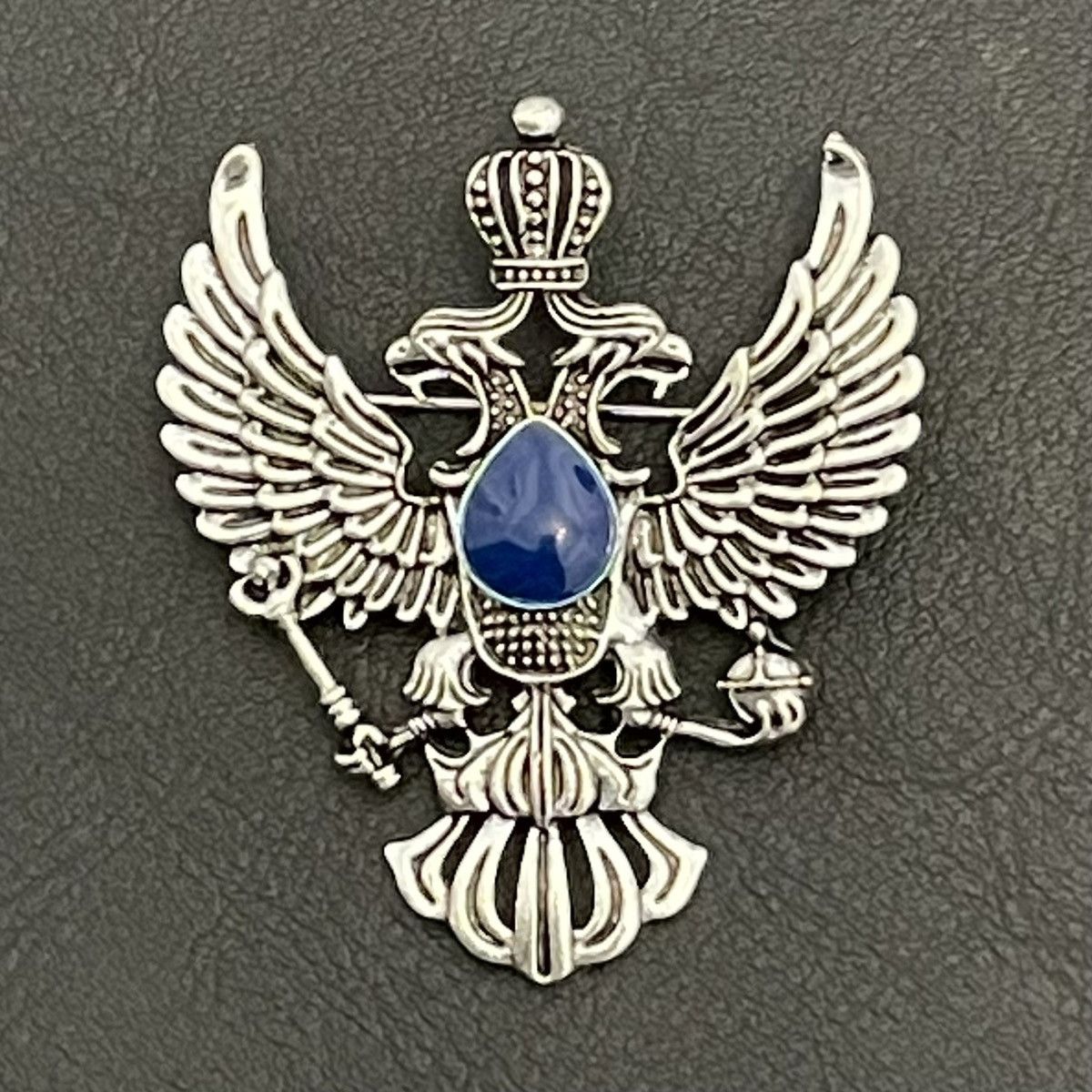 Jewelry Double-Headed Eagle Silver Lapel Pin Brooch Size ONE SIZE - 1 Thumbnail