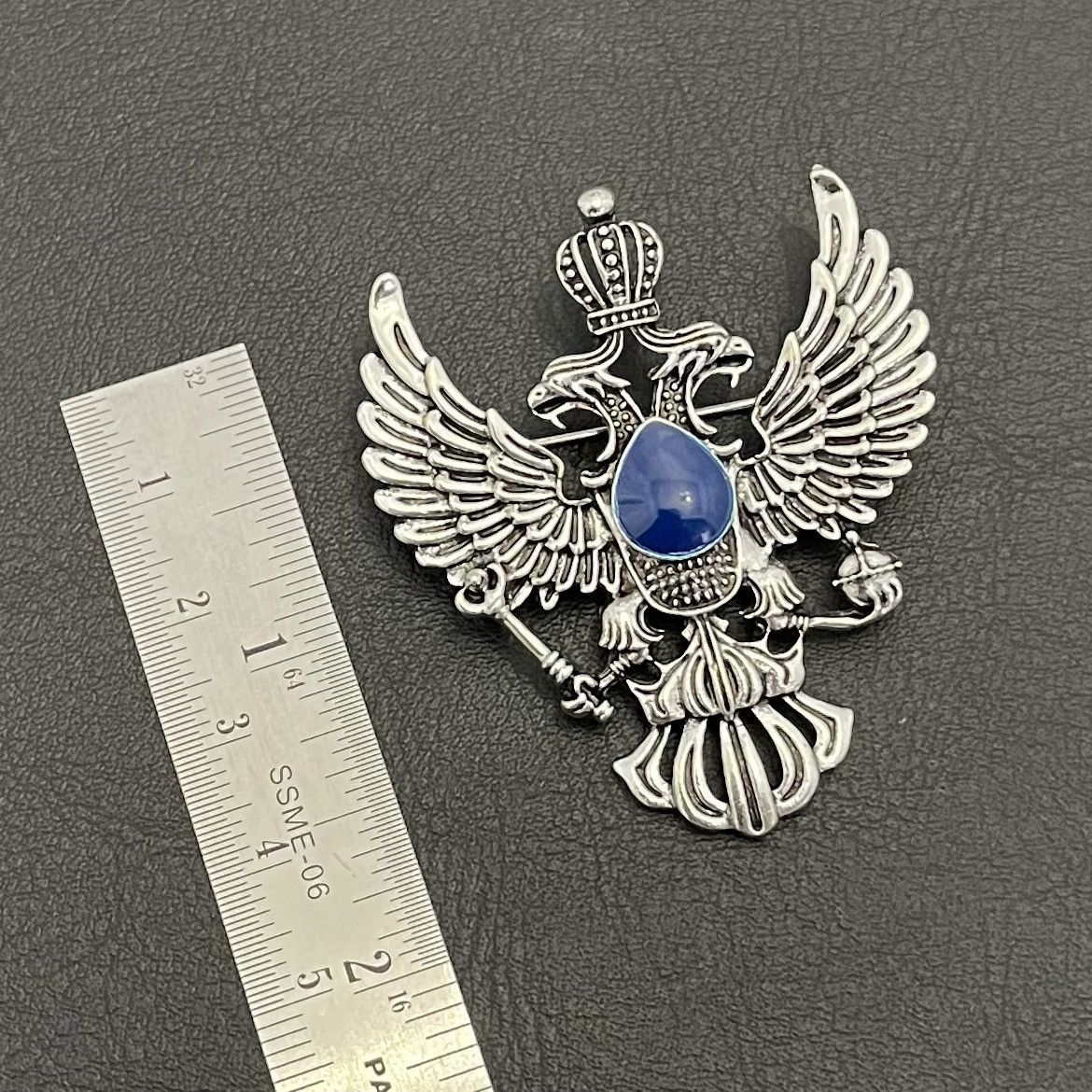 Jewelry Double-Headed Eagle Silver Lapel Pin Brooch Size ONE SIZE - 3 Thumbnail