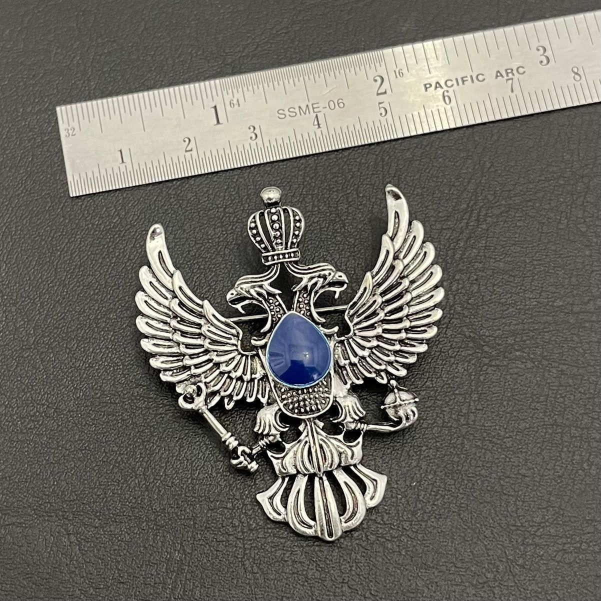 Jewelry Double-Headed Eagle Silver Lapel Pin Brooch Size ONE SIZE - 4 Thumbnail