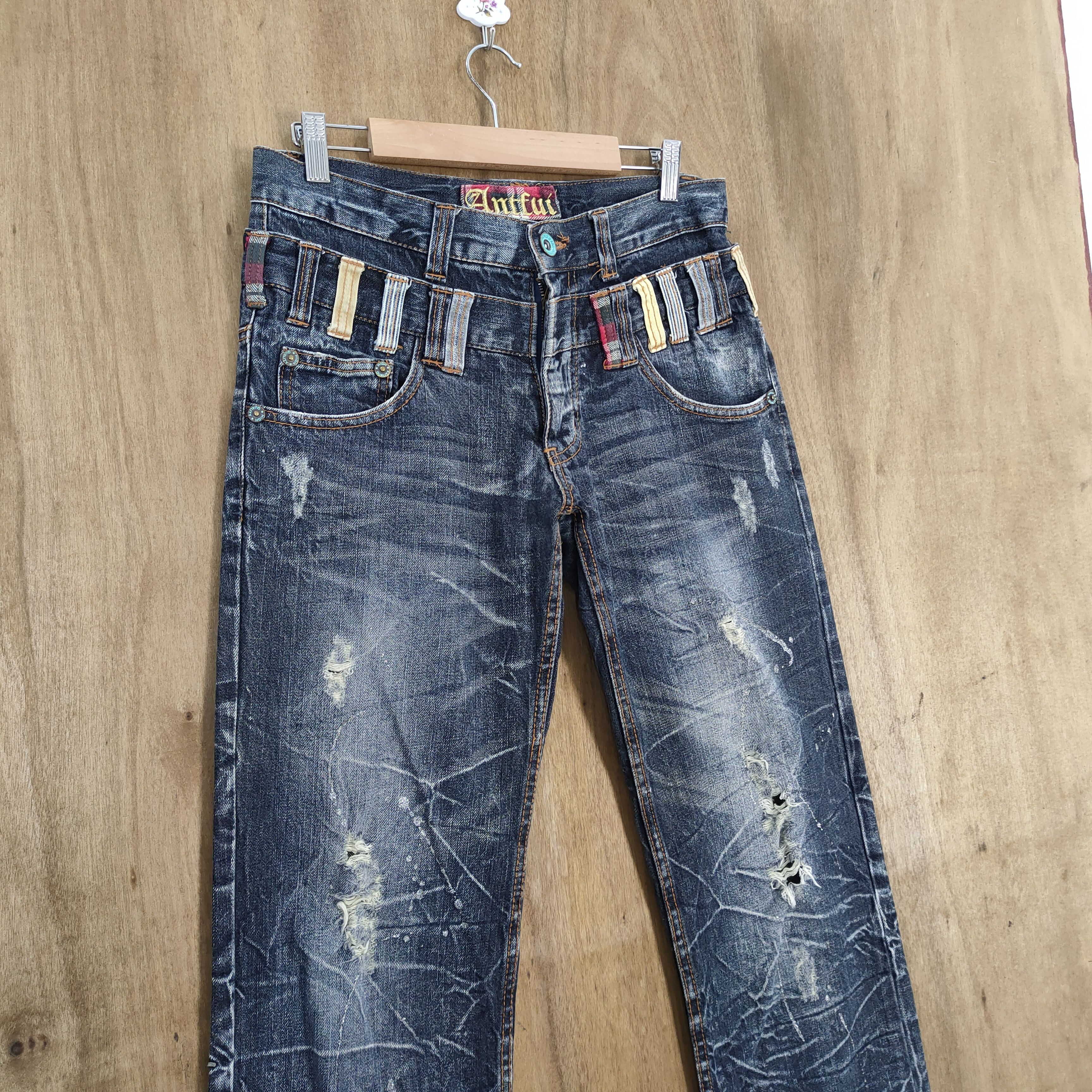 Japanese Brand ANNFUl DOUBLE WAIST BLACK STORM JEAN DENIM PANTS Size US 30 / EU 46 - 9 Thumbnail