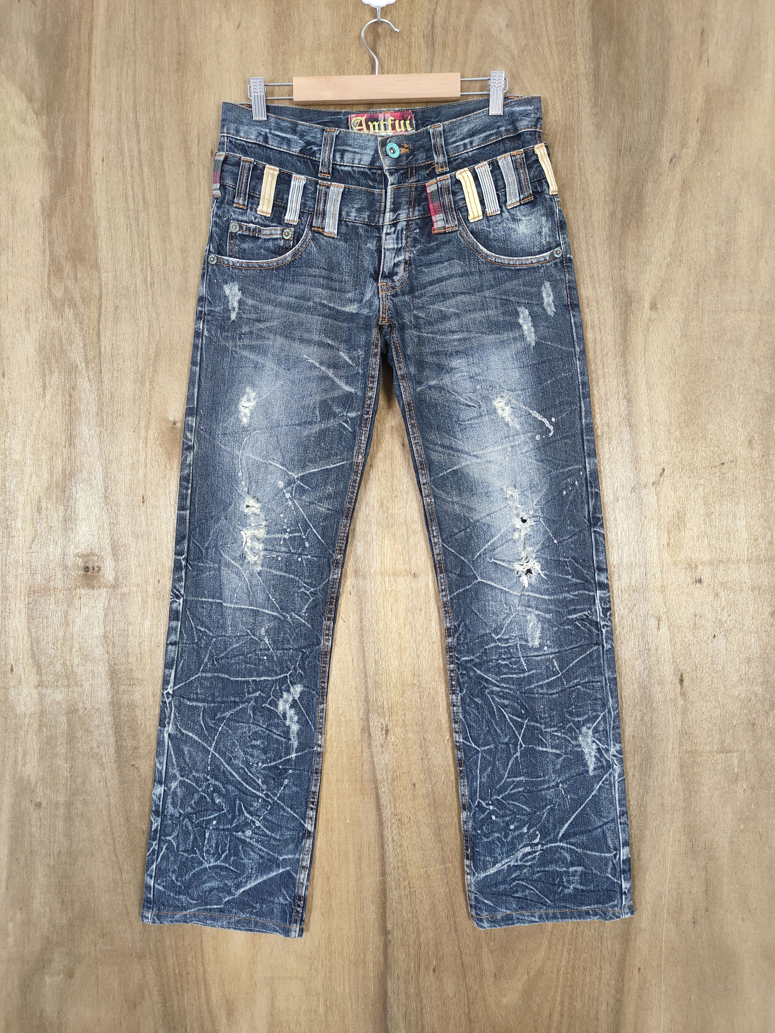 Japanese Brand ANNFUl DOUBLE WAIST BLACK STORM JEAN DENIM PANTS Size US 30 / EU 46 - 1 Thumbnail