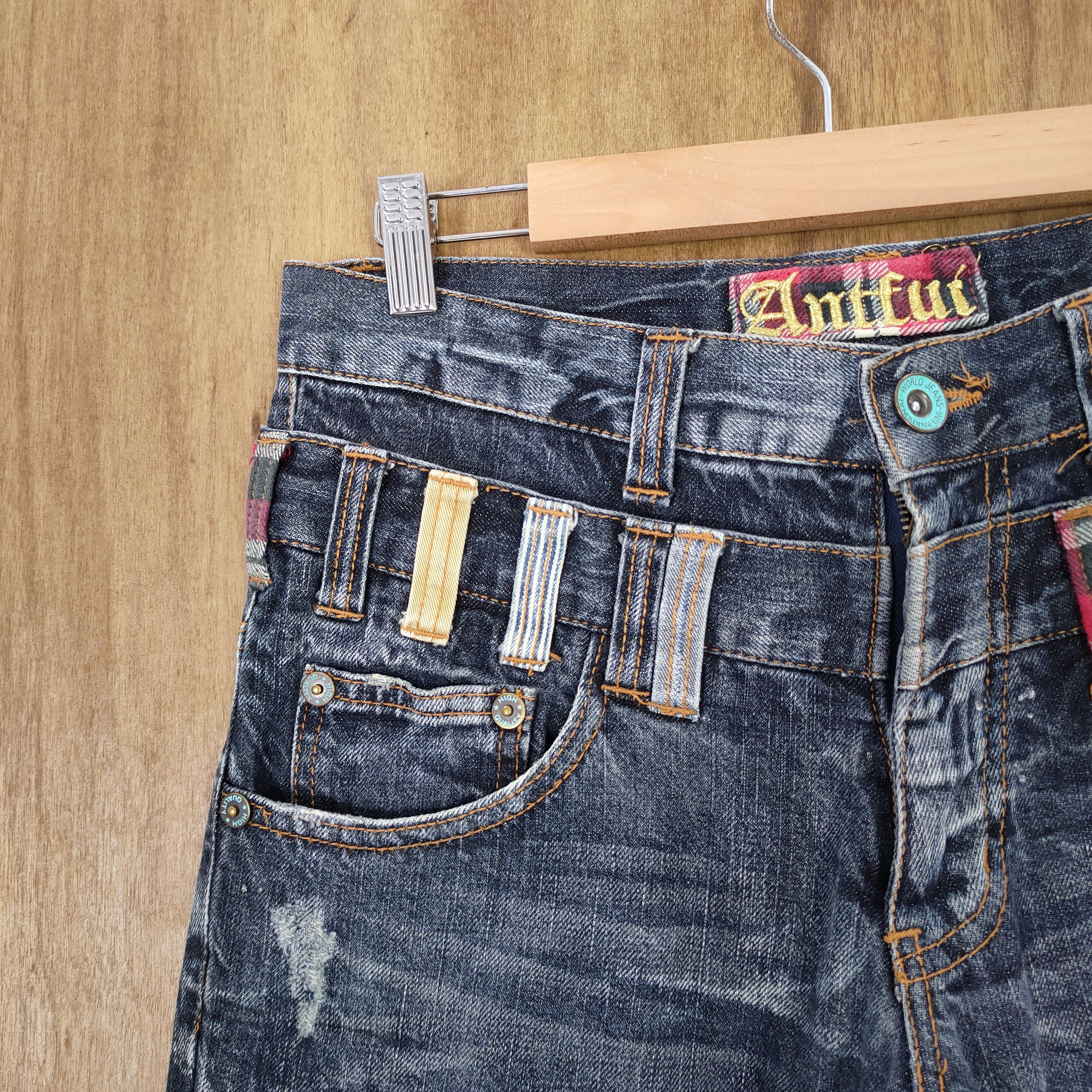 Japanese Brand ANNFUl DOUBLE WAIST BLACK STORM JEAN DENIM PANTS Size US 30 / EU 46 - 2 Thumbnail