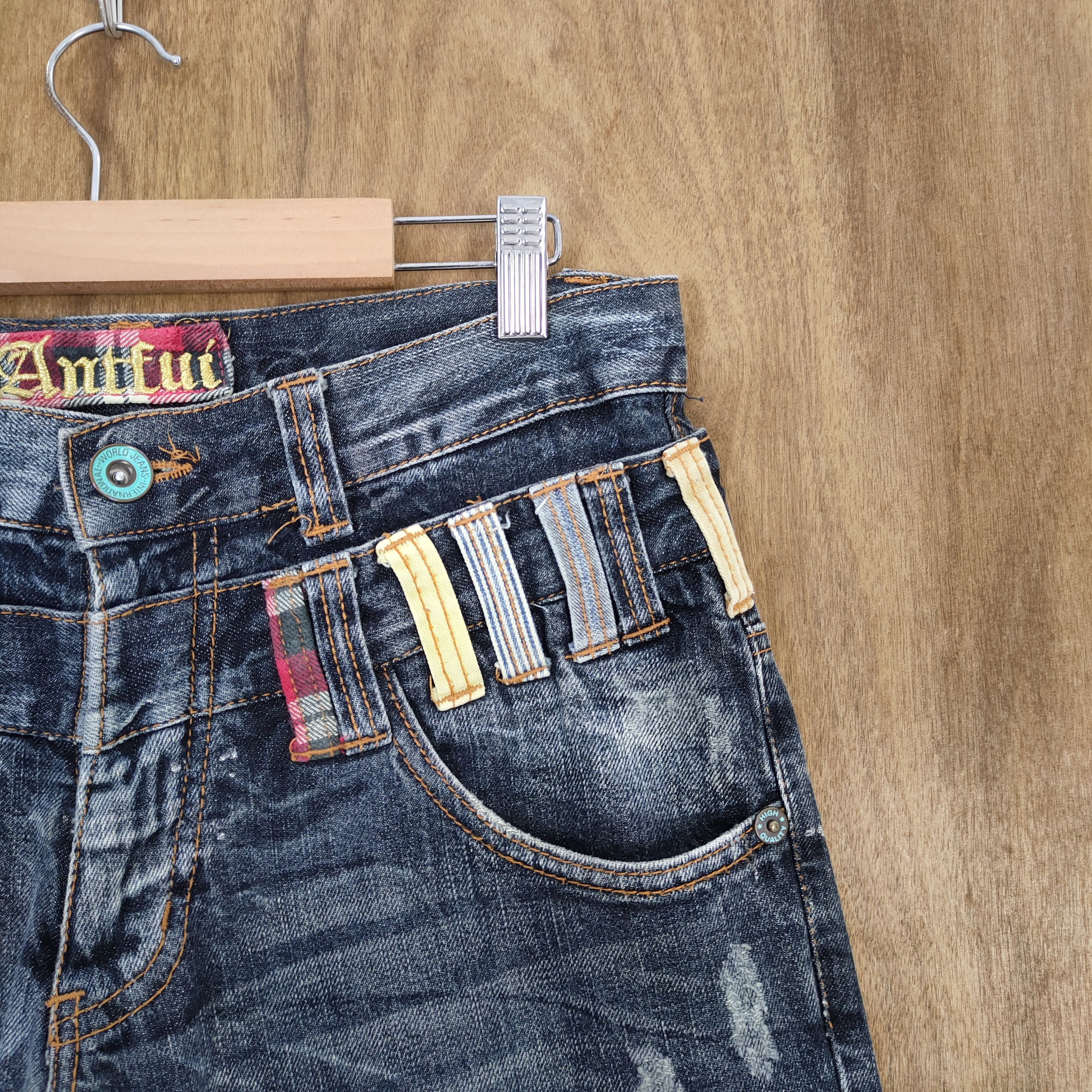 Japanese Brand ANNFUl DOUBLE WAIST BLACK STORM JEAN DENIM PANTS Size US 30 / EU 46 - 3 Thumbnail