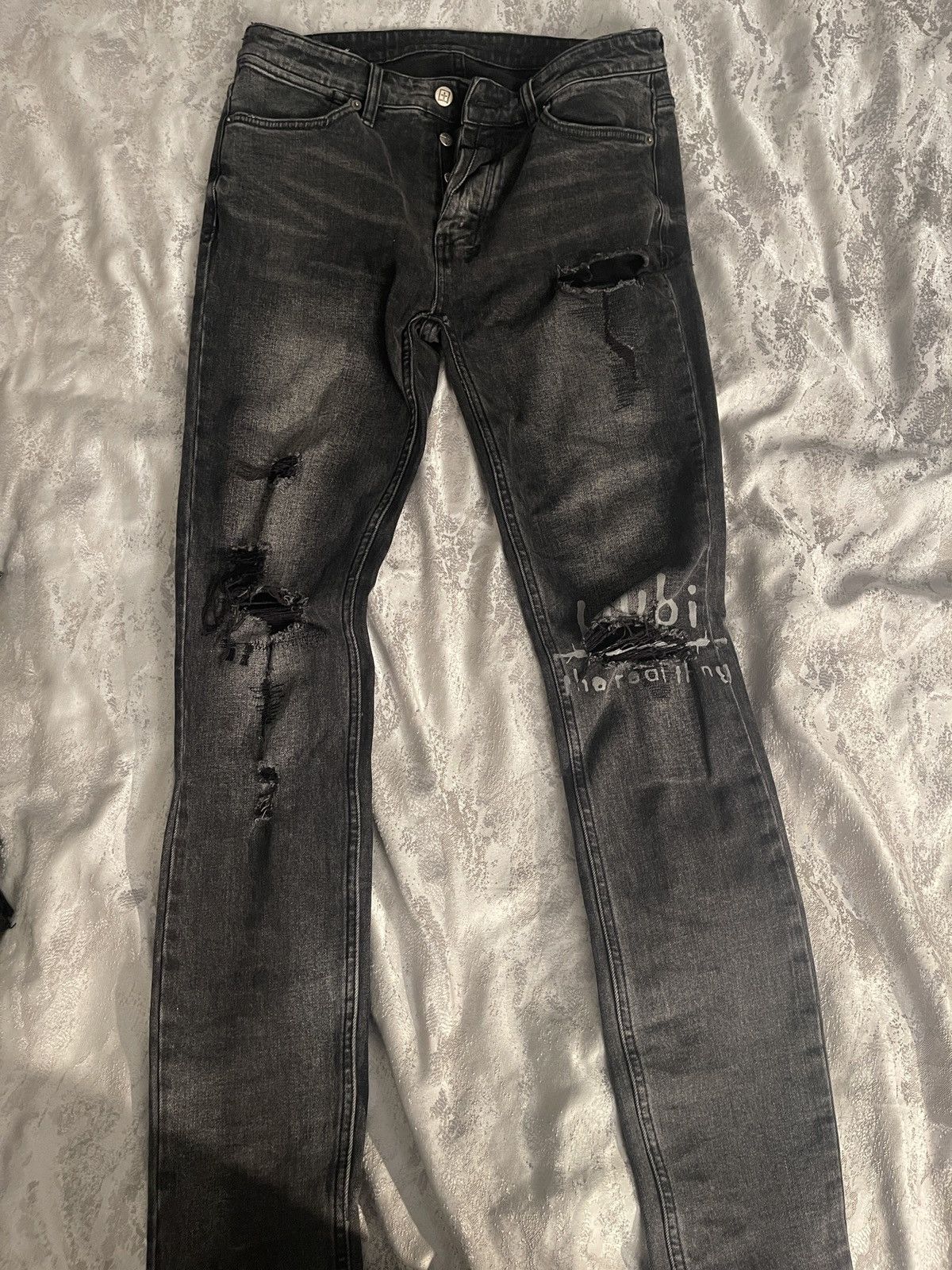 Pre-owned Ksubi Van Winkle Angst Trashed Real 32 In Gray