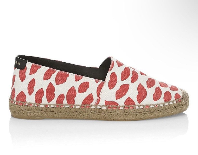 Saint Laurent Lip-Print Canvas Espadrilles size 38.5