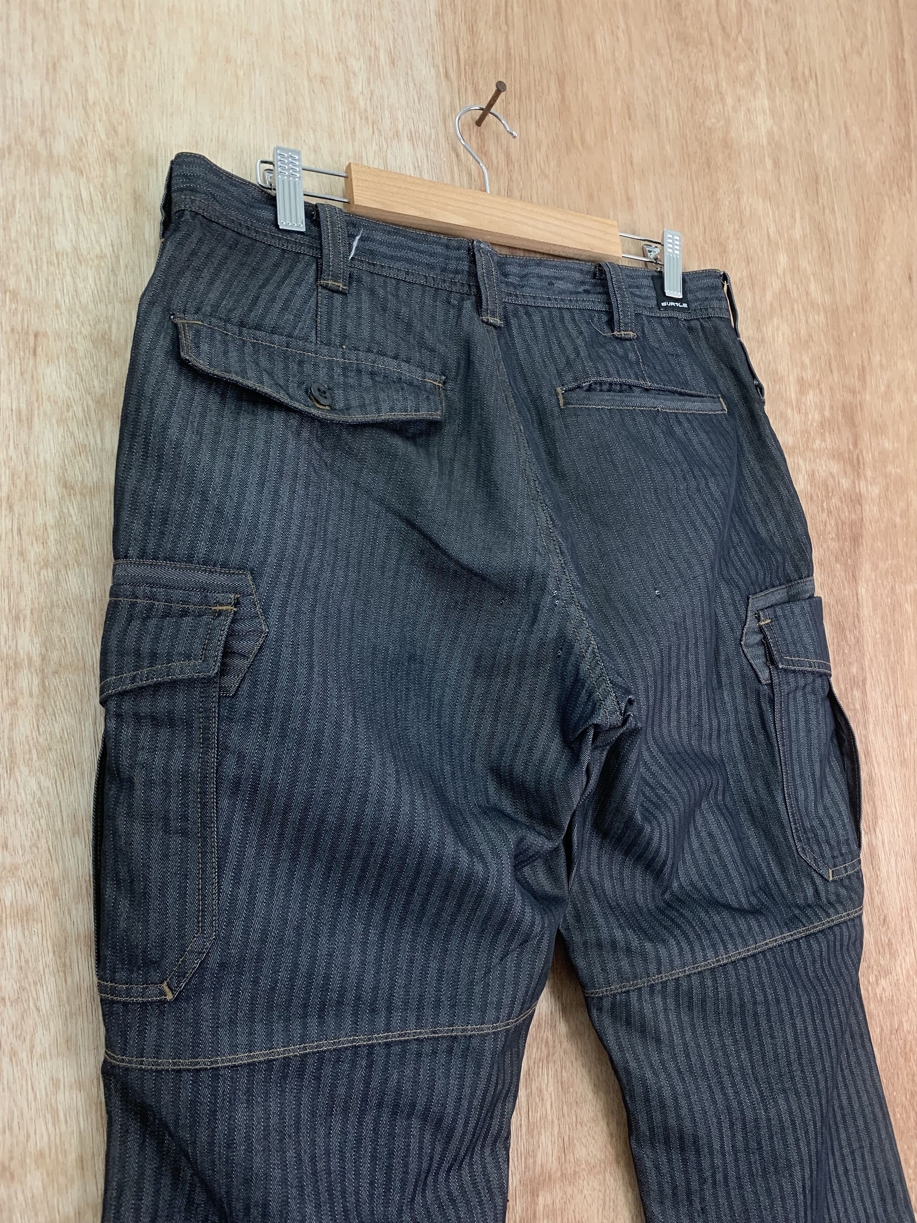 Japanese Brand Cargo Pants Burtle Over The Stripes Multipocket Streetwear Size US 30 / EU 46 - 15 Thumbnail