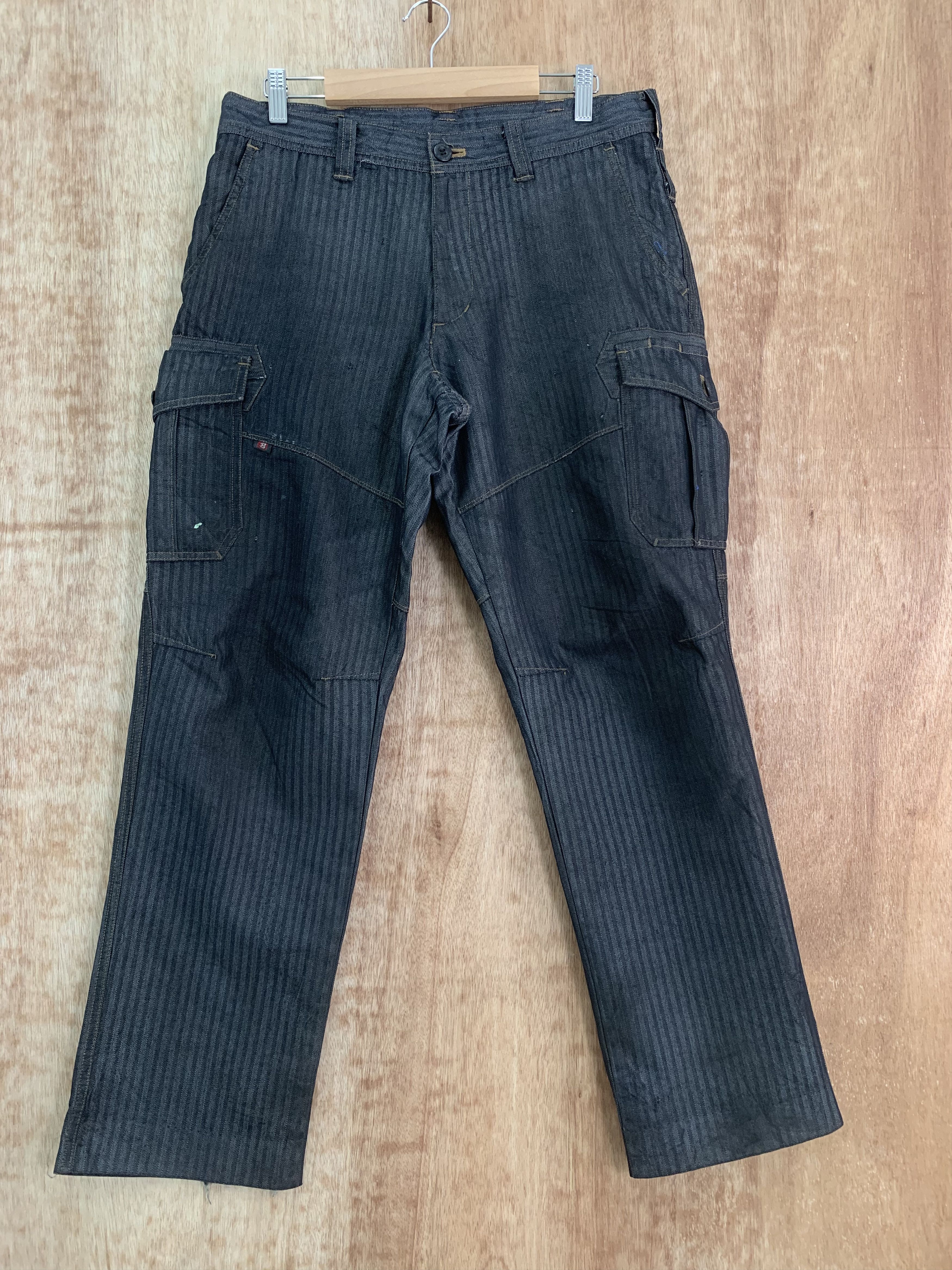 Japanese Brand Cargo Pants Burtle Over The Stripes Multipocket Streetwear Size US 30 / EU 46 - 1 Thumbnail