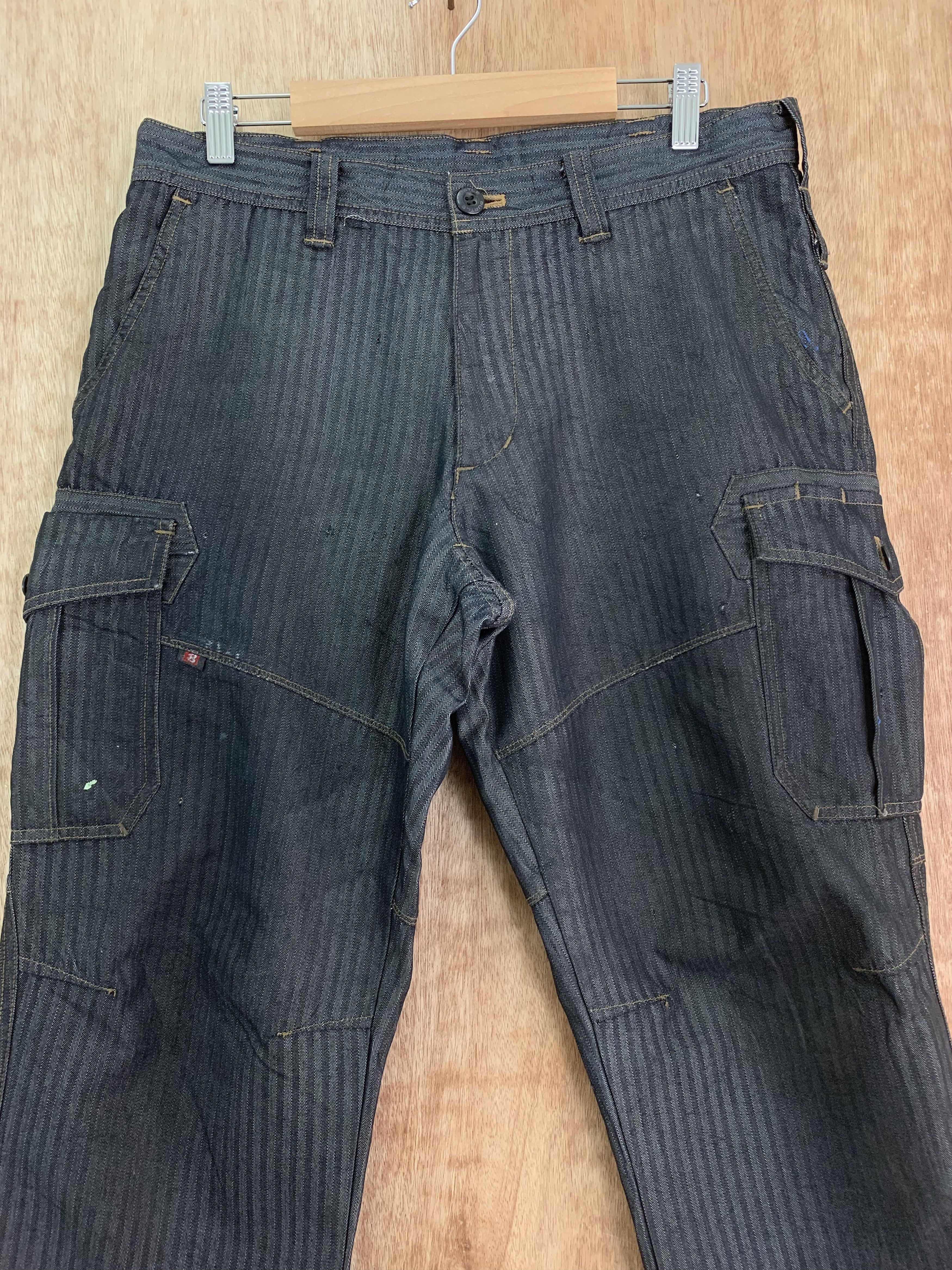 Japanese Brand Cargo Pants Burtle Over The Stripes Multipocket Streetwear Size US 30 / EU 46 - 2 Thumbnail