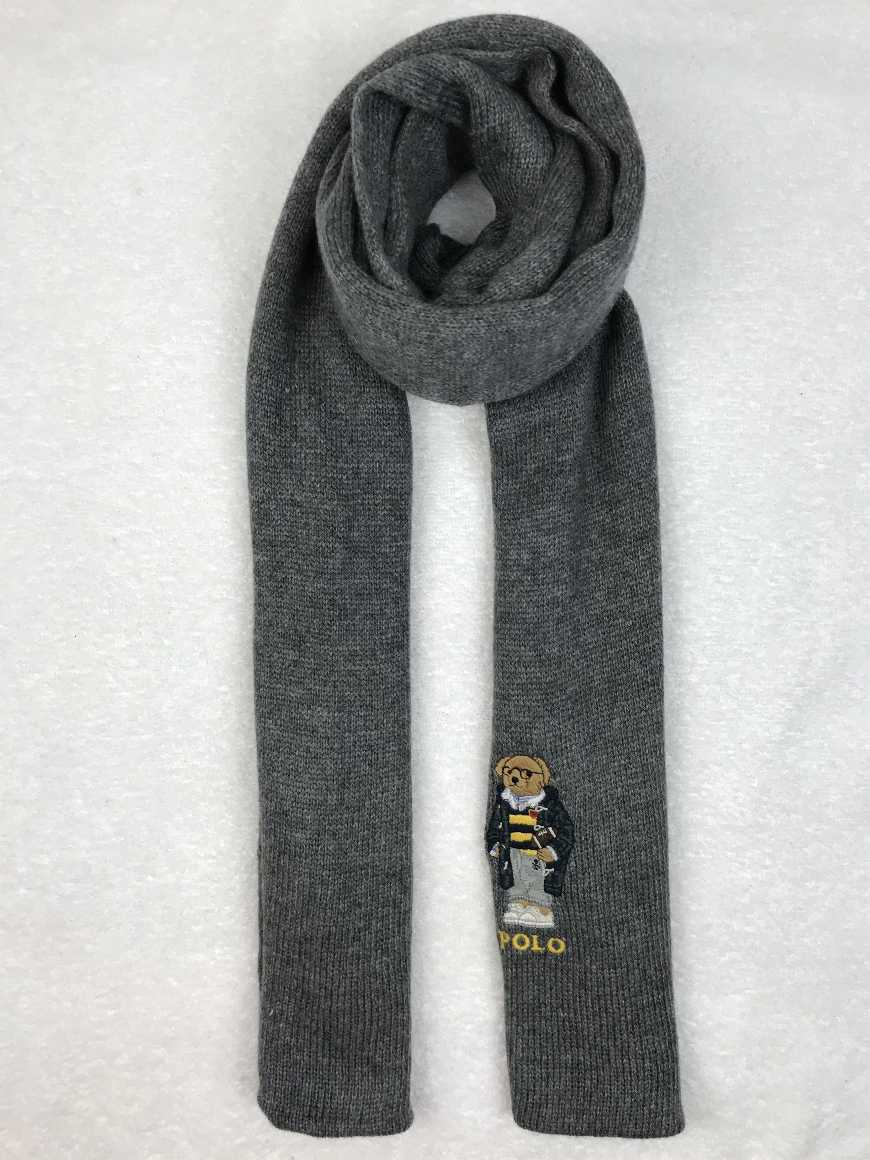 Vintage Polo Bear Ralph Lauren Scarf Muffler Wool Cashmere