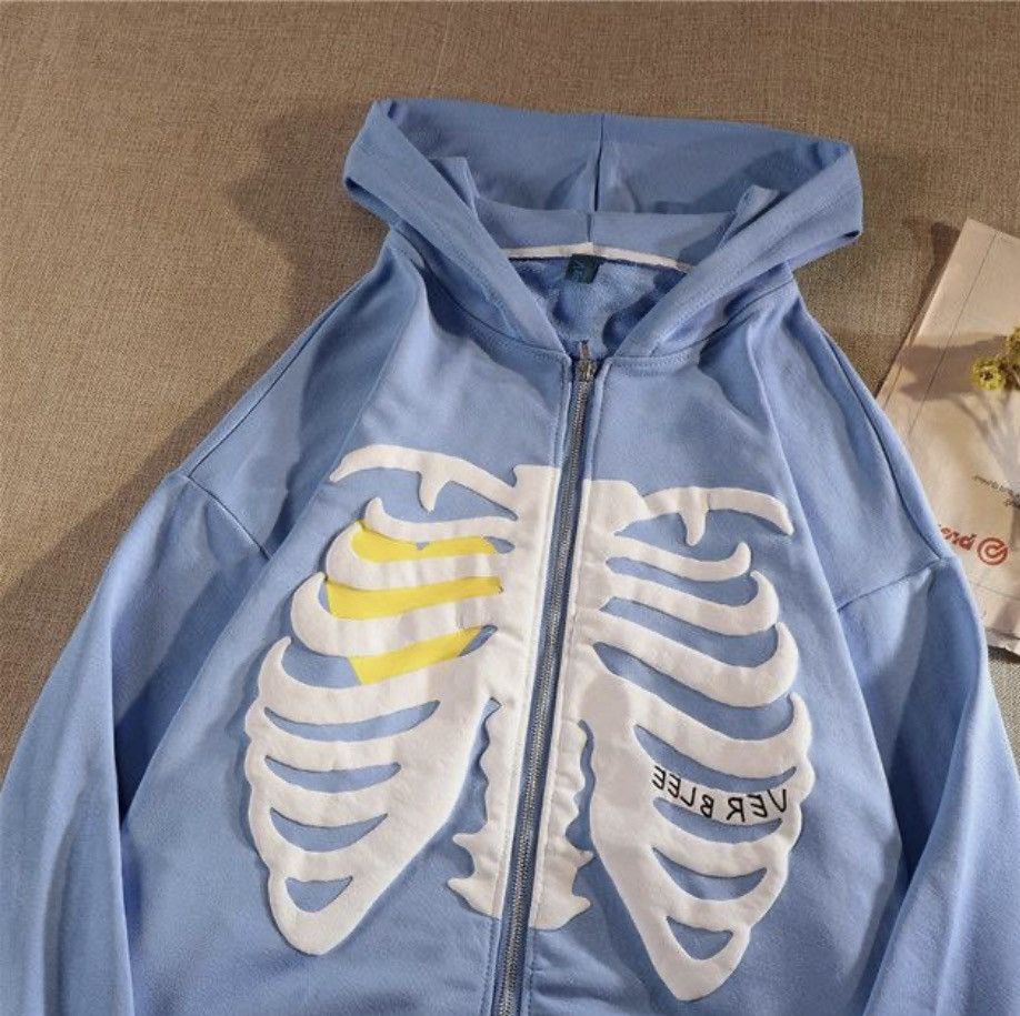 Y2K Skeleton Zip Hoodie