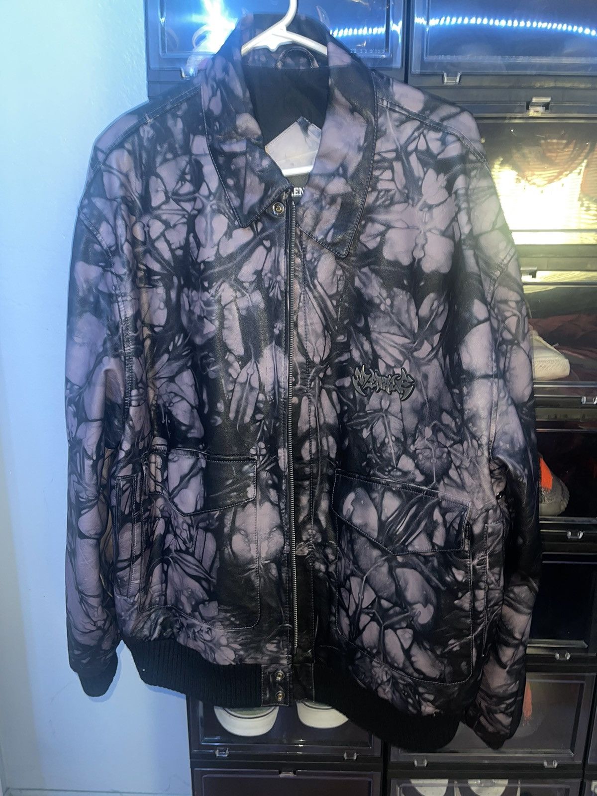 Menace Tie-Dye Leather Flight Jacket Grailed