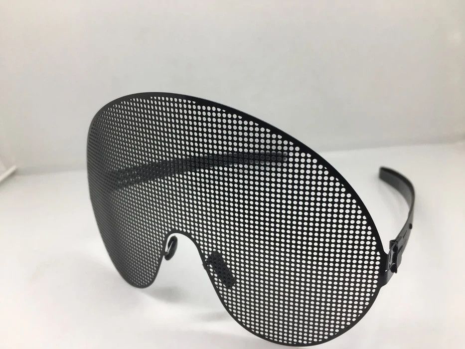 Vintage MOD OP ART PINHOLE BLACK SHIELD RUNWAY SHOW SUNGLASSES Size ONE SIZE - 2 Thumbnail