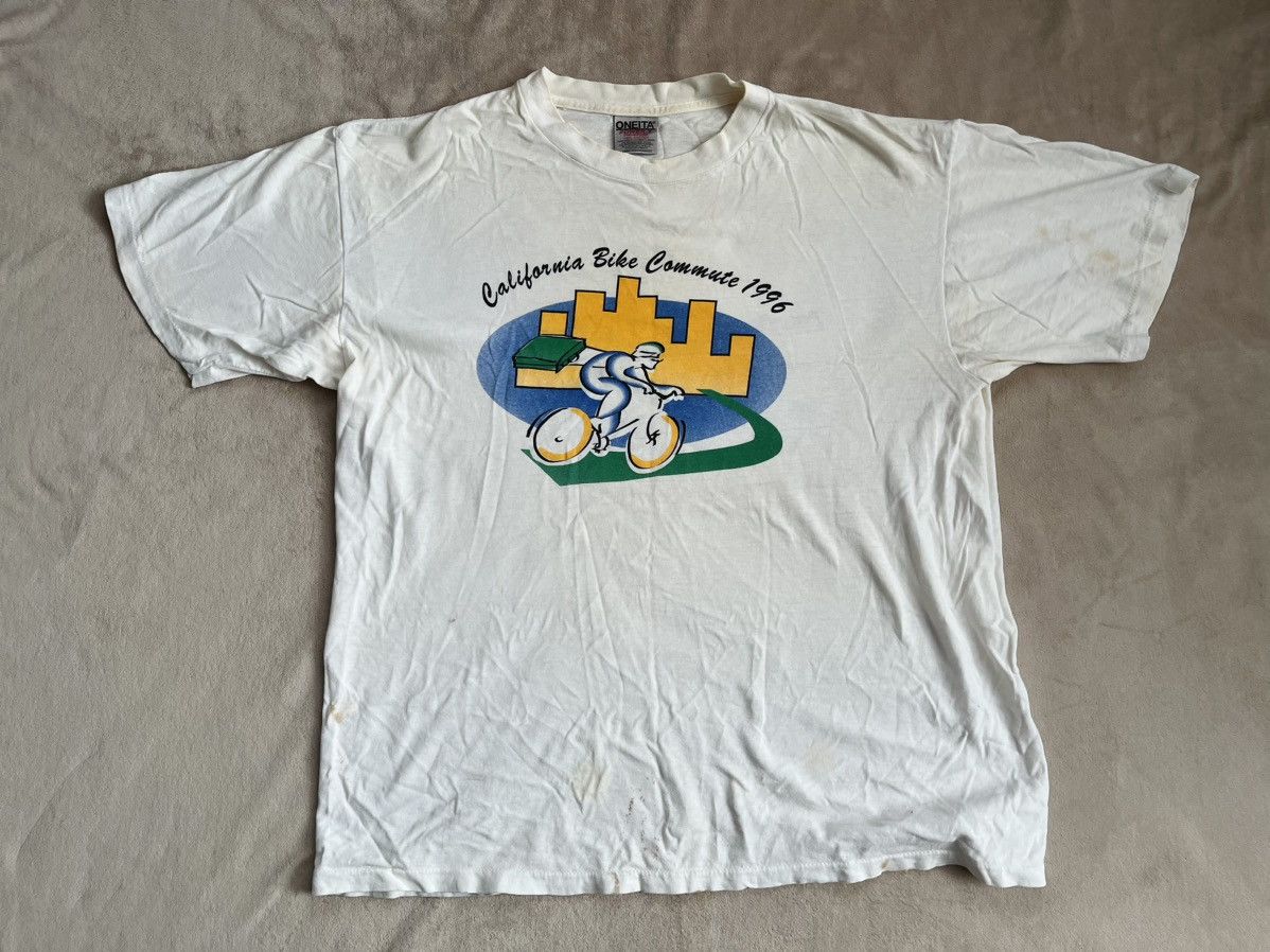 Bicycle × Vintage Vintage Distressed Bicycling Tee (White) - Large Size US L / EU 52-54 / 3 - 2 Thumbnail